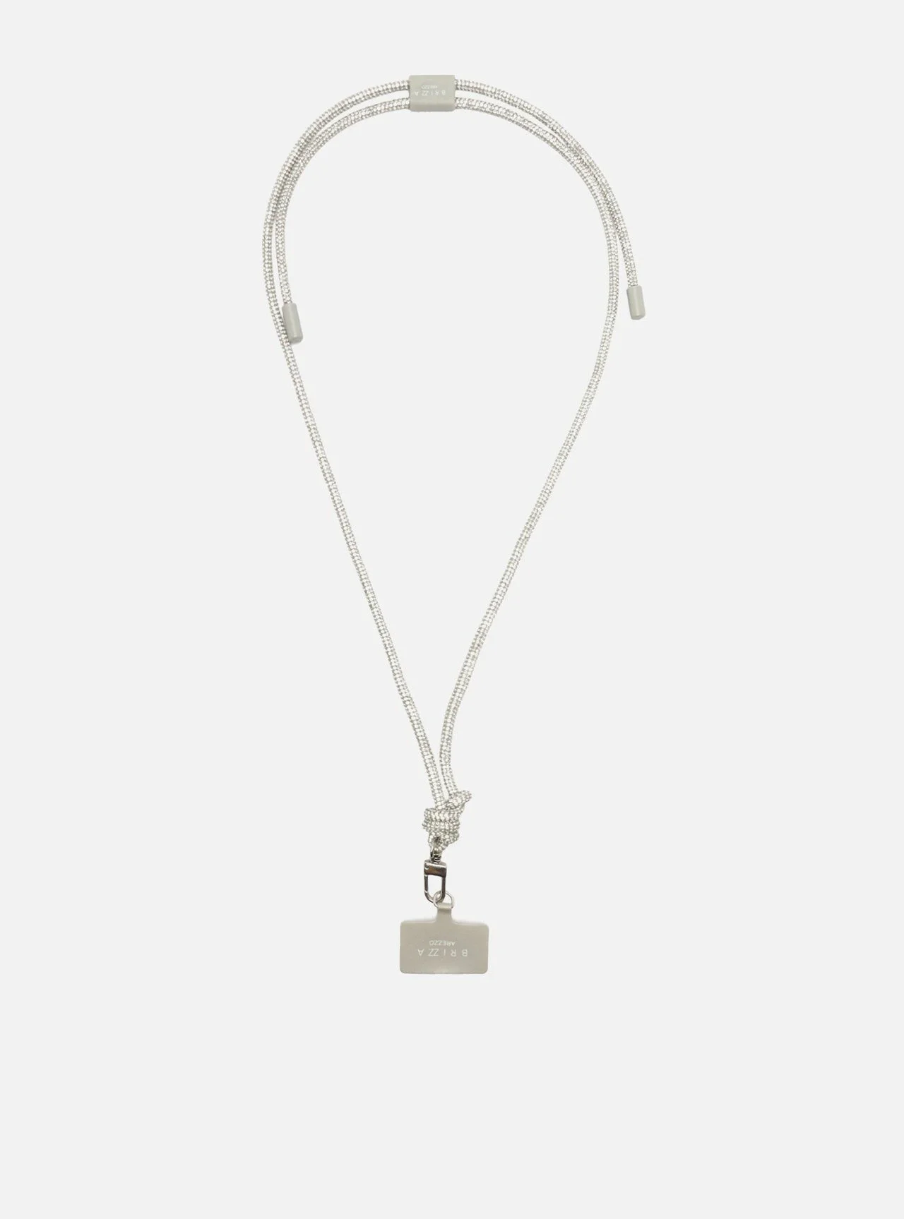 Colar Prateado Strass Brizza
