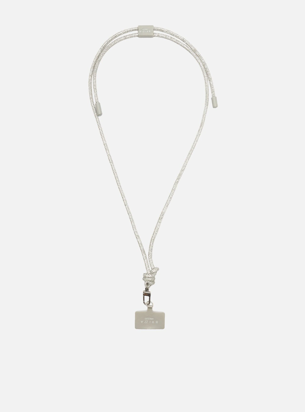 Colar Prateado Strass Brizza