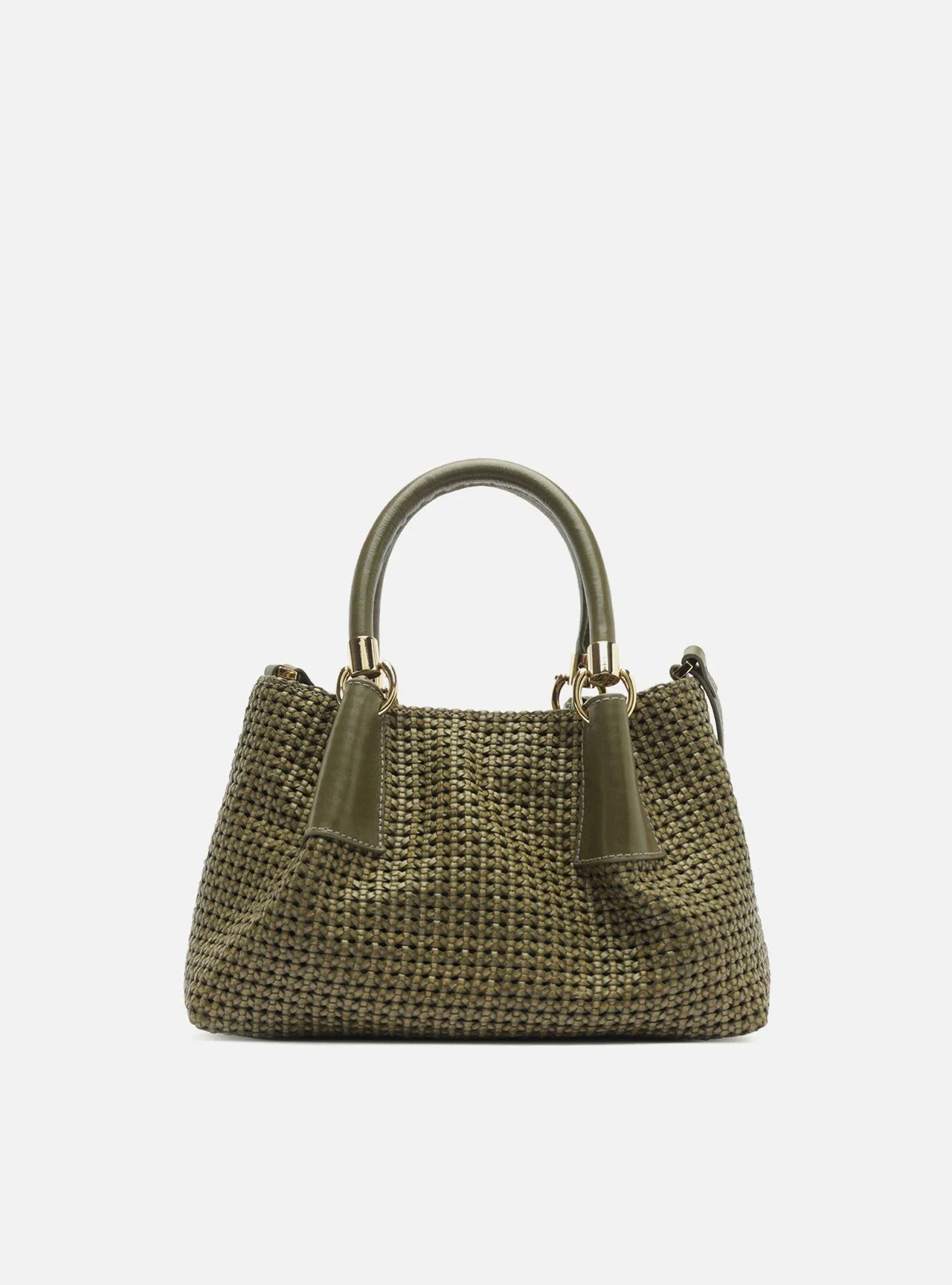Bolsa Tote Verde Couro Tramada Média