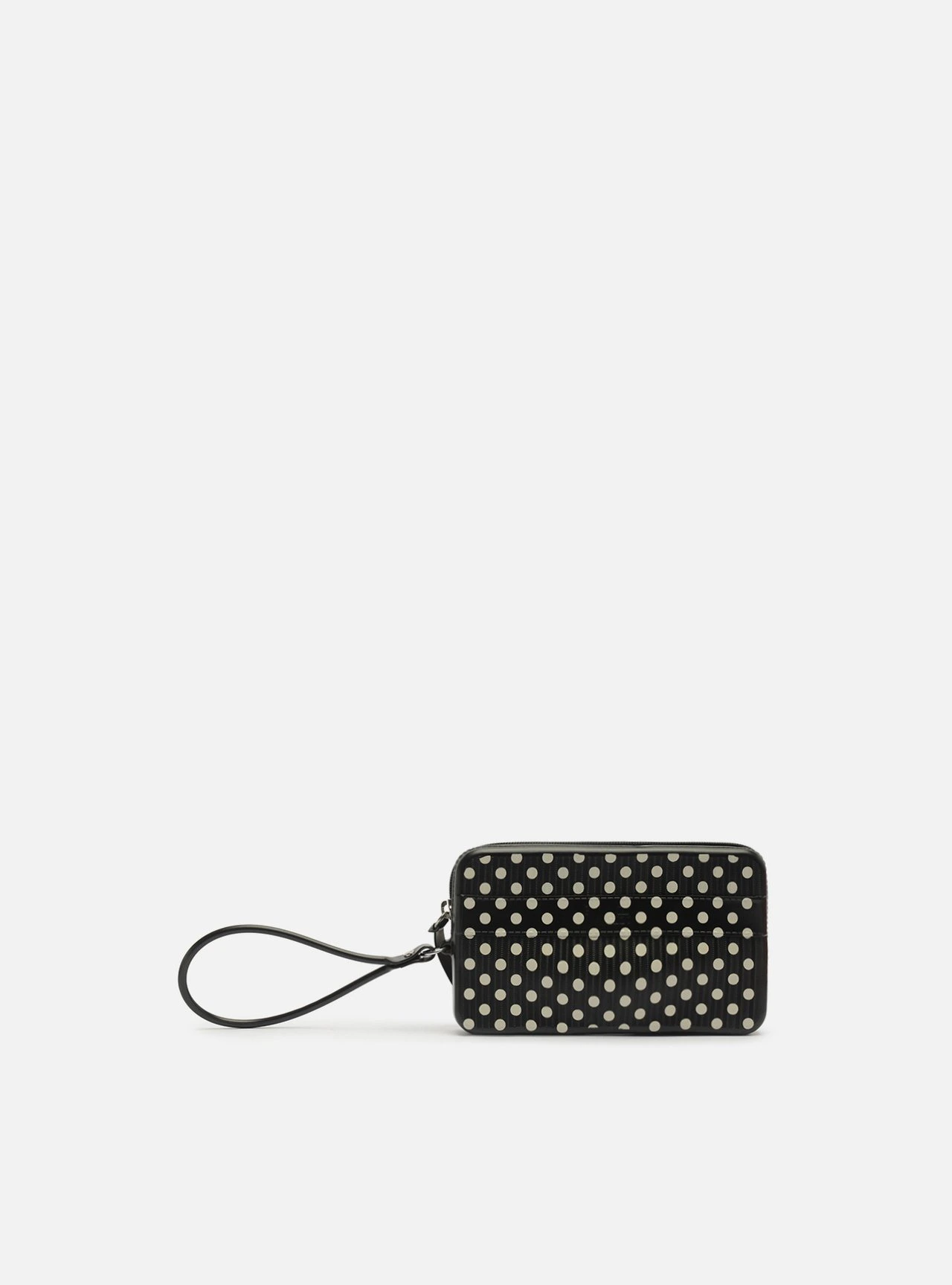 Clutch Média Preta Poá Alça Malu