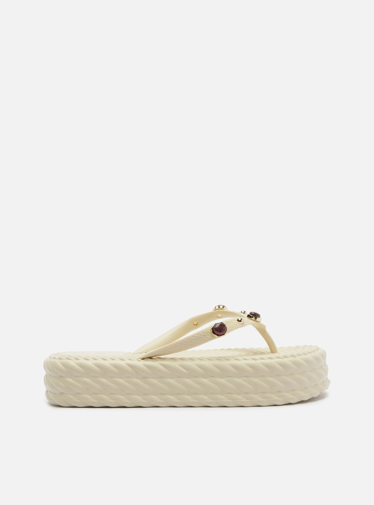 Chinelo Off White Flatform Marrocos Pedras Brizza