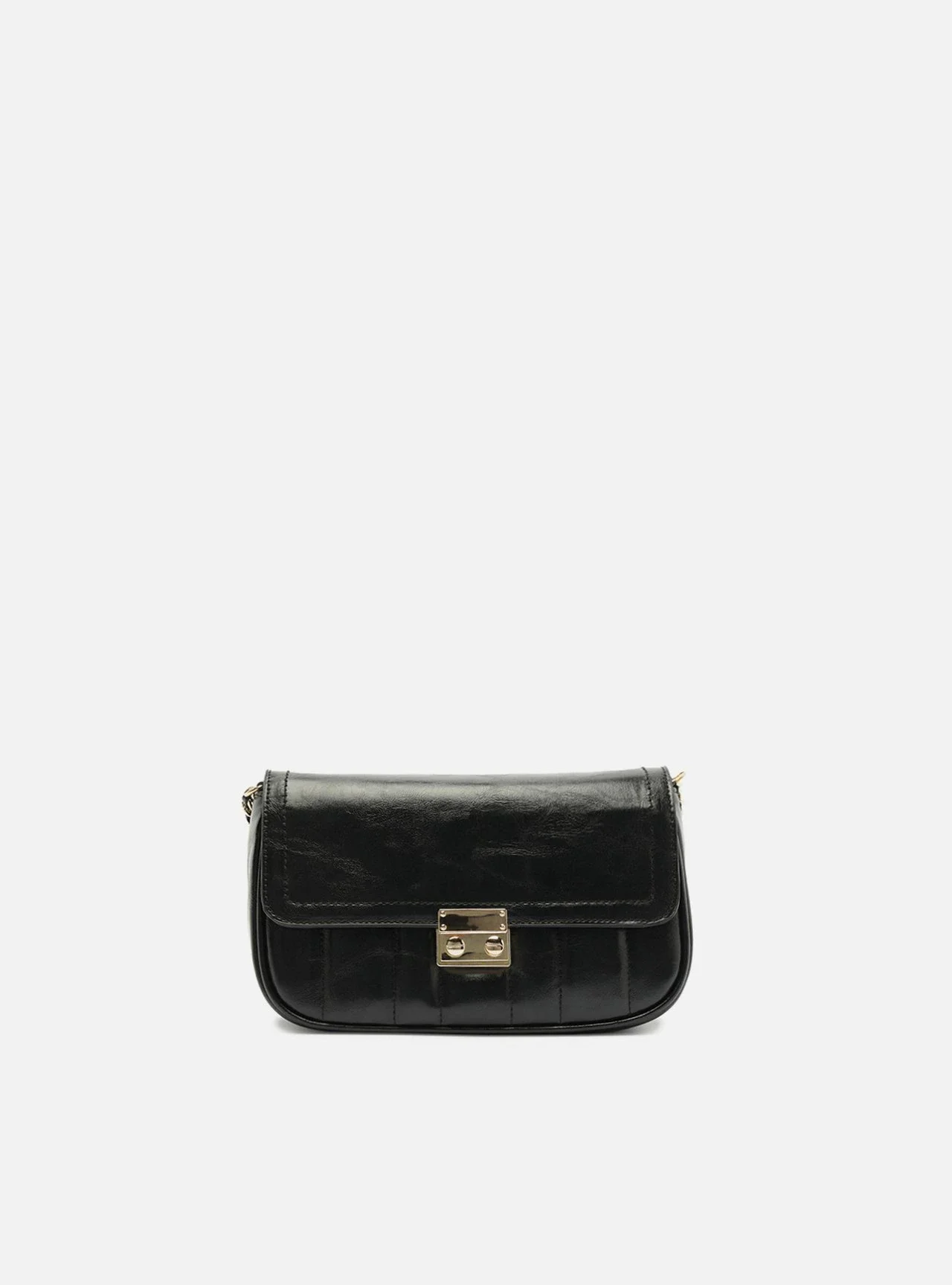 Bolsa Tiracolo Preta Média Alça Corrente