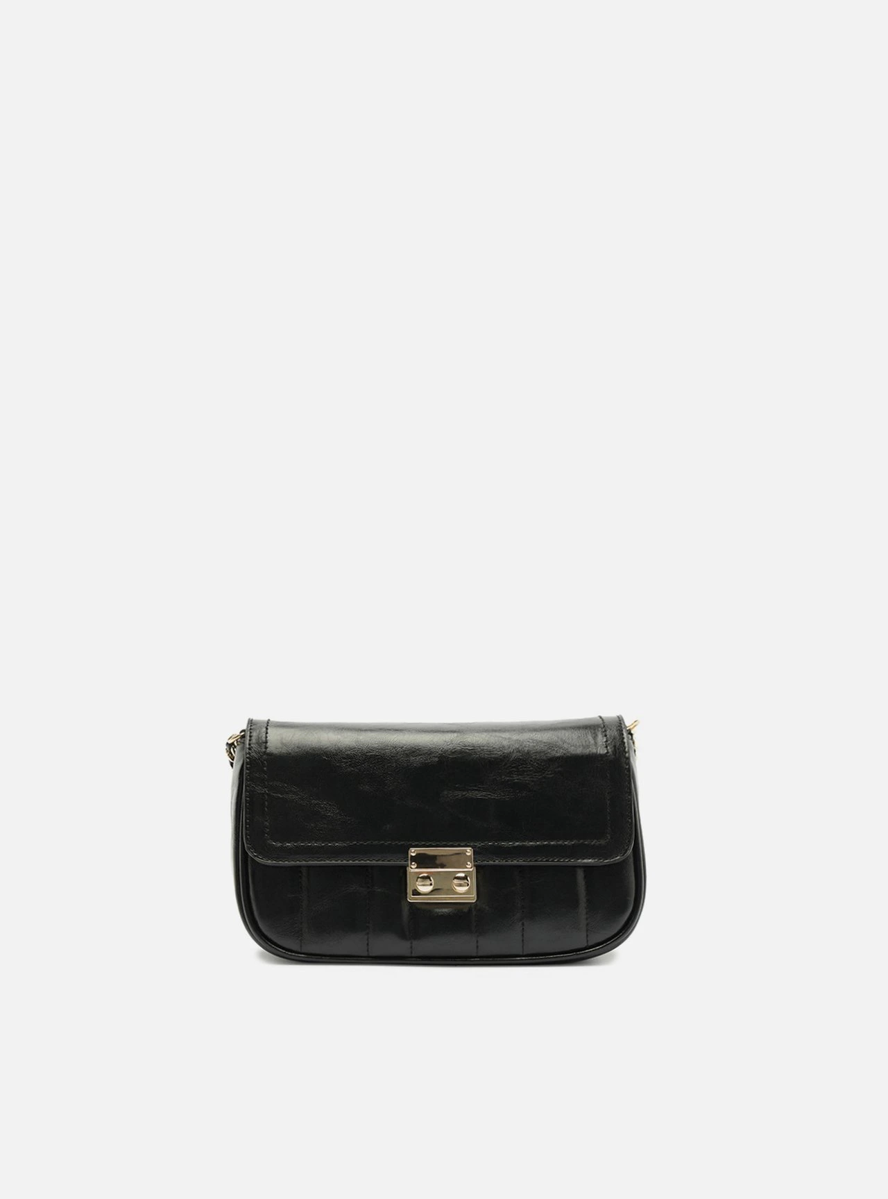 Bolsa Tiracolo Preta Média Alça Corrente