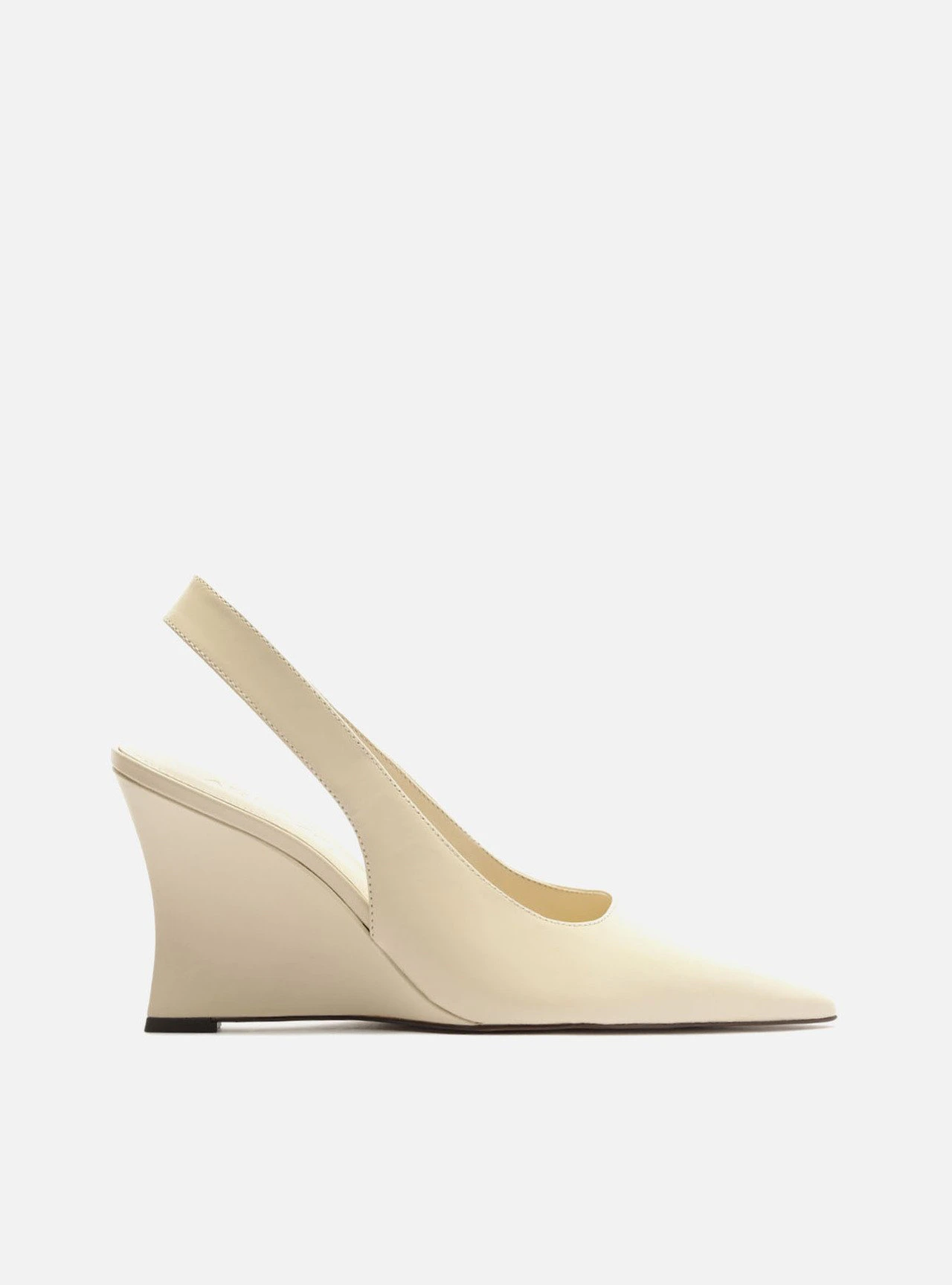 Scarpin Branco Couro Anabela Slingback