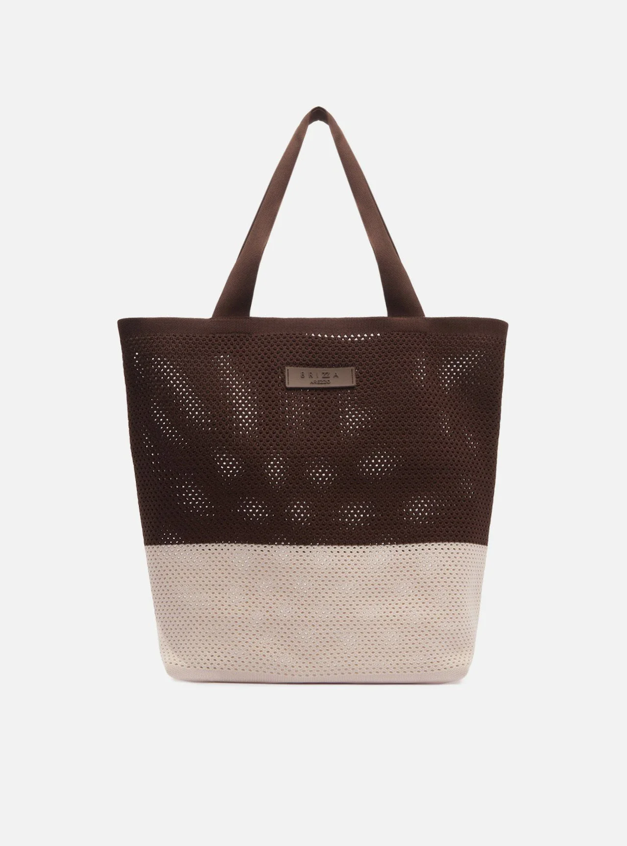 Bolsa Shopping Marrom Duo Crochê Média Brizza