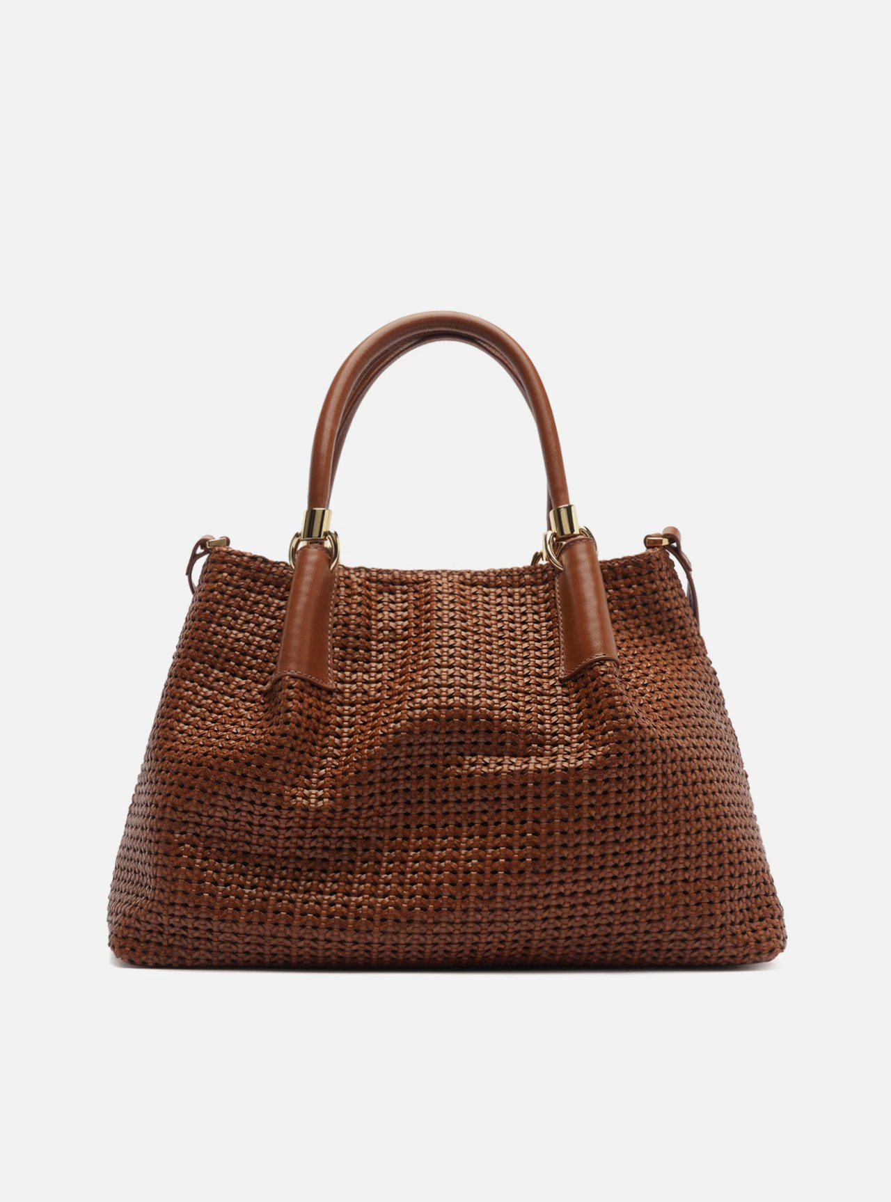 Bolsa Tote Marrom Couro Tramada Grande