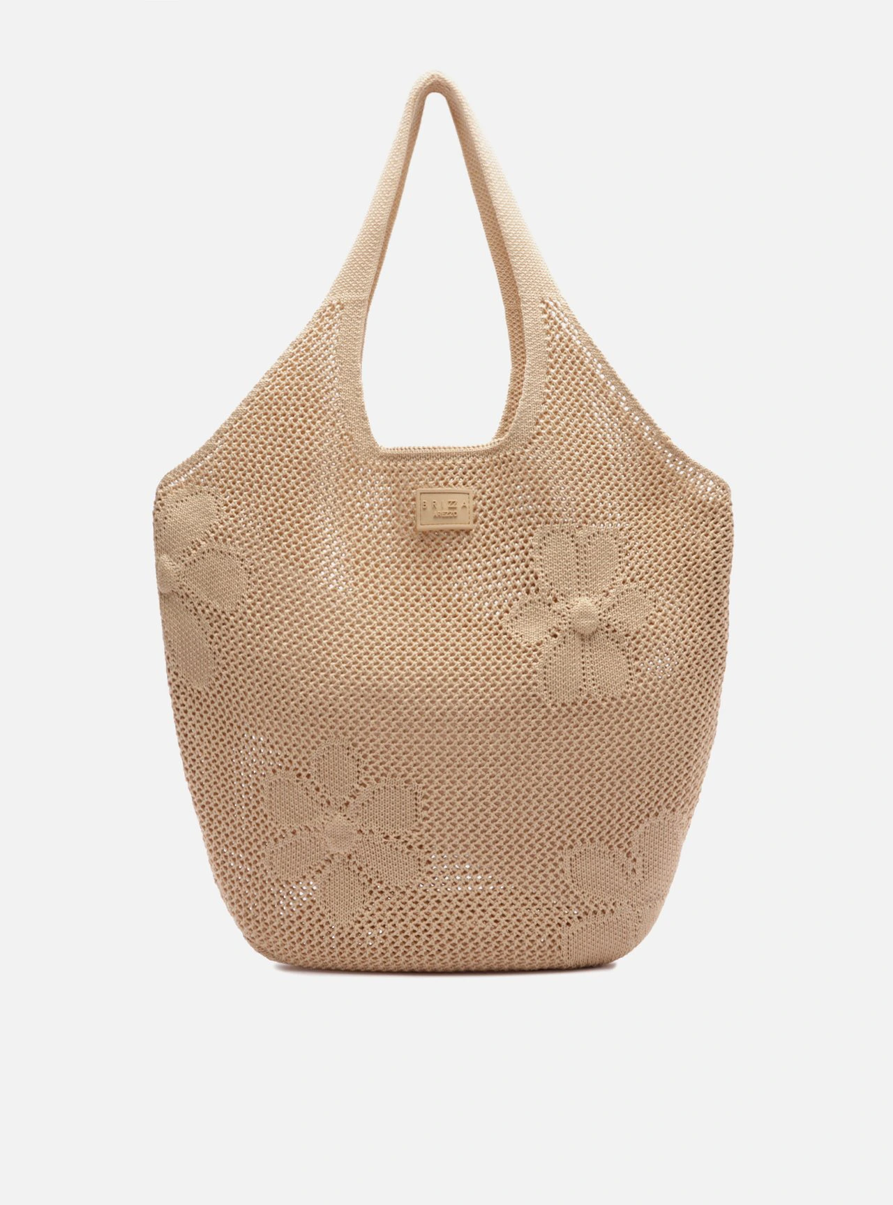 Bolsa Shopping Nude Crochê Grande Brizza