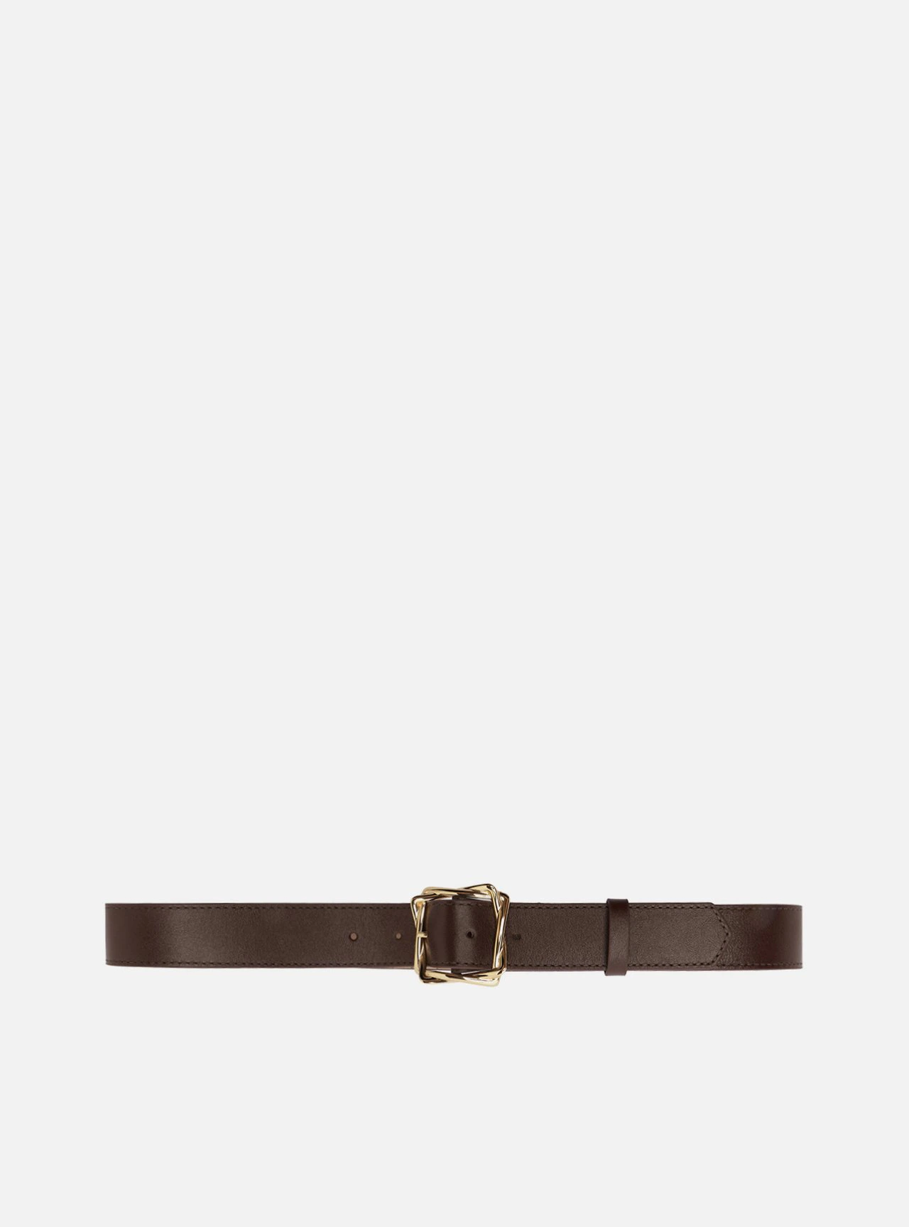 Cinto Marrom Couro Largo Maxi Fivela Entrelaçada