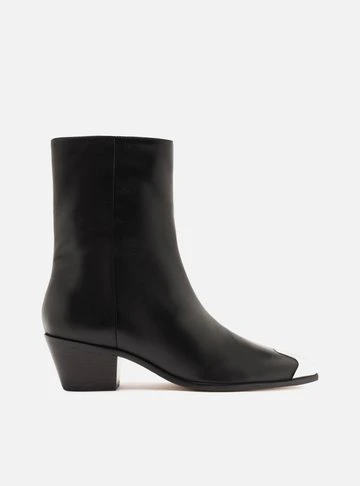 Bota Preta Couro Cano Curto West Cap Toe Metal