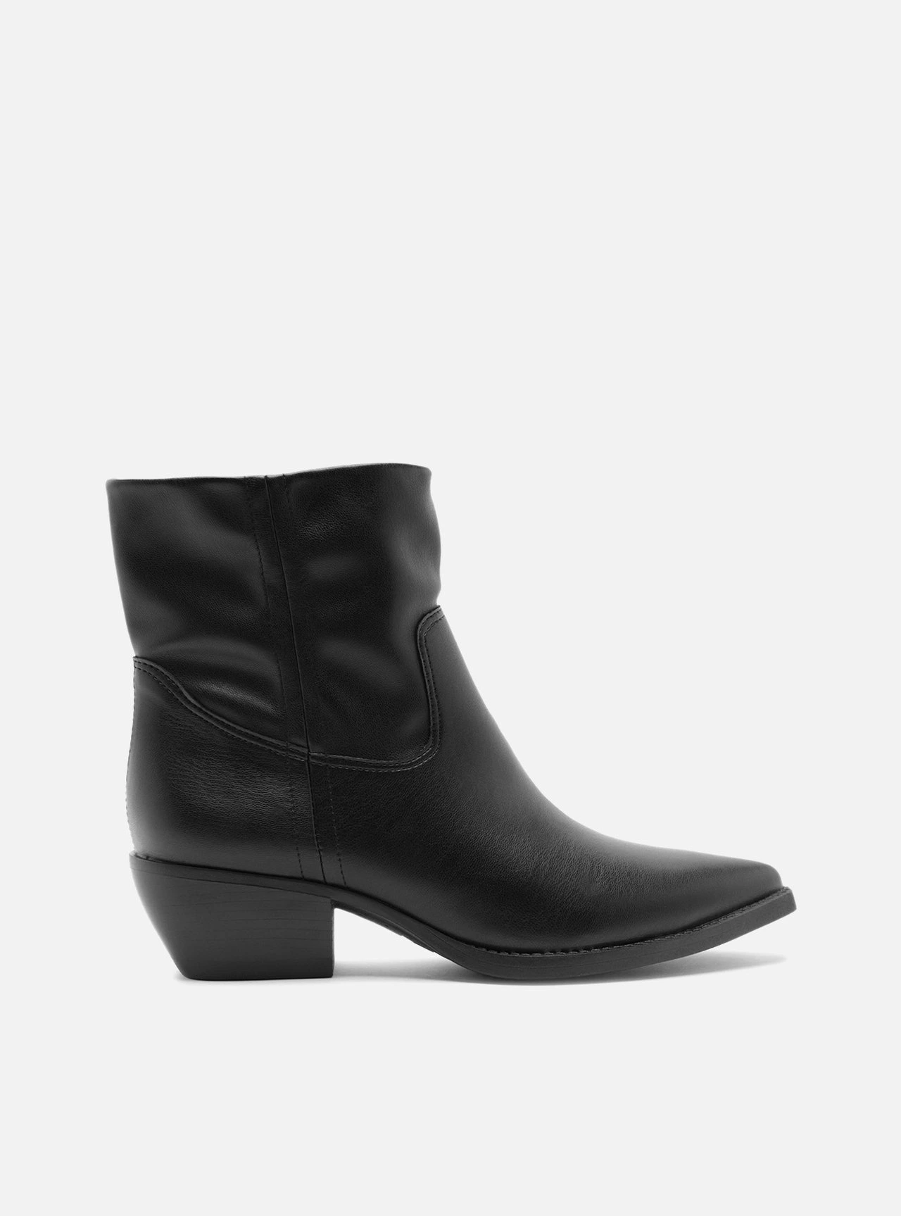 Bota Preta Cano Curto Salto Bloco