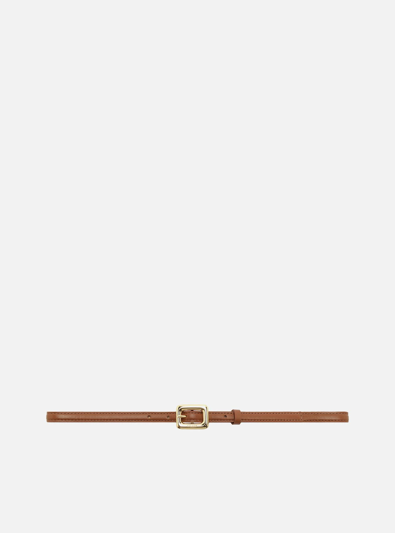 Cinto Marrom Couro Fino Maxi Fivela Retangular