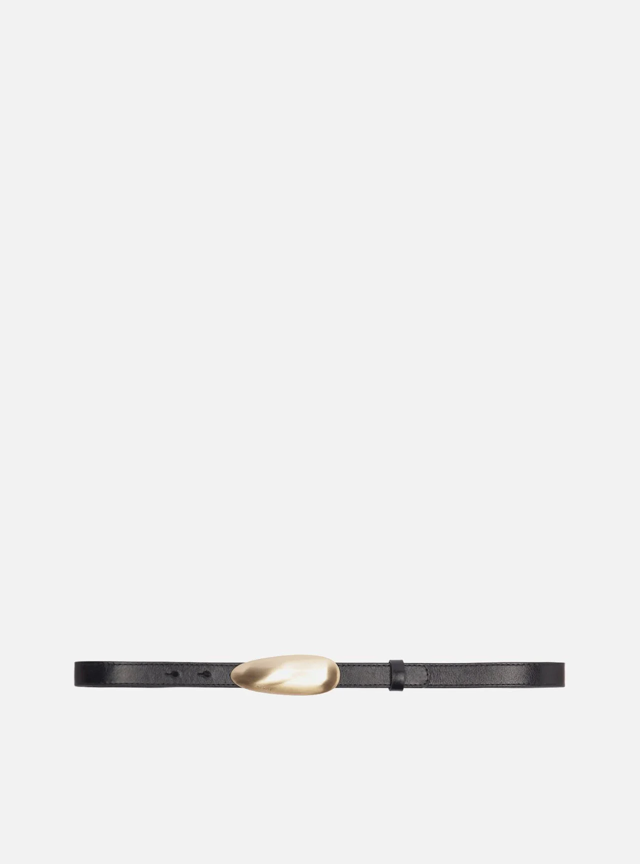 Cinto Preto Couro Médio Fivela Oval Metal