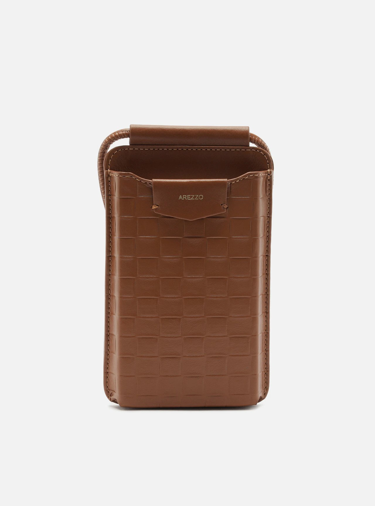 Bolsa Porta Celular Marrom Couro Pequena Tressê