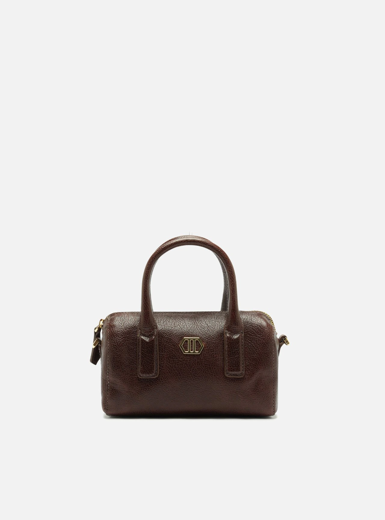 Bolsa Bowling Marrom Couro Pequena