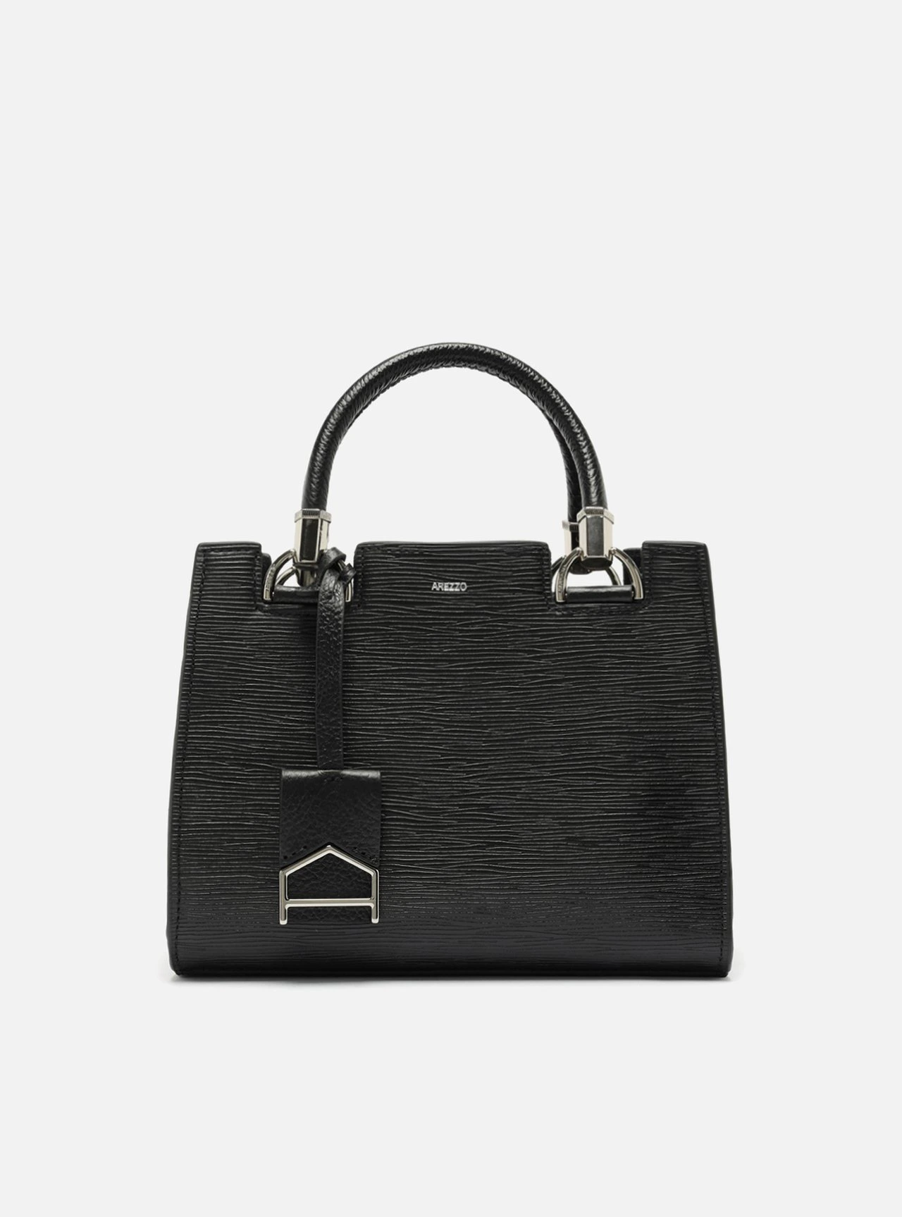 Bolsa Tote Preta Couro Abbraccio Média