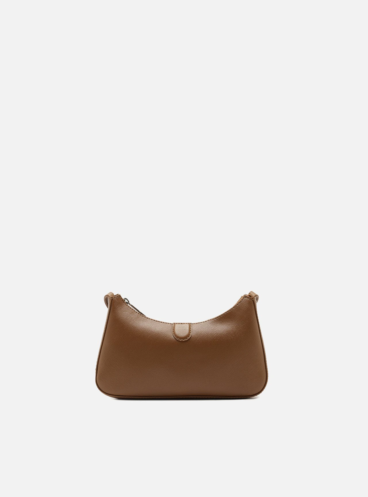 Bolsa Tiracolo Marrom Pequena Granulada Metais