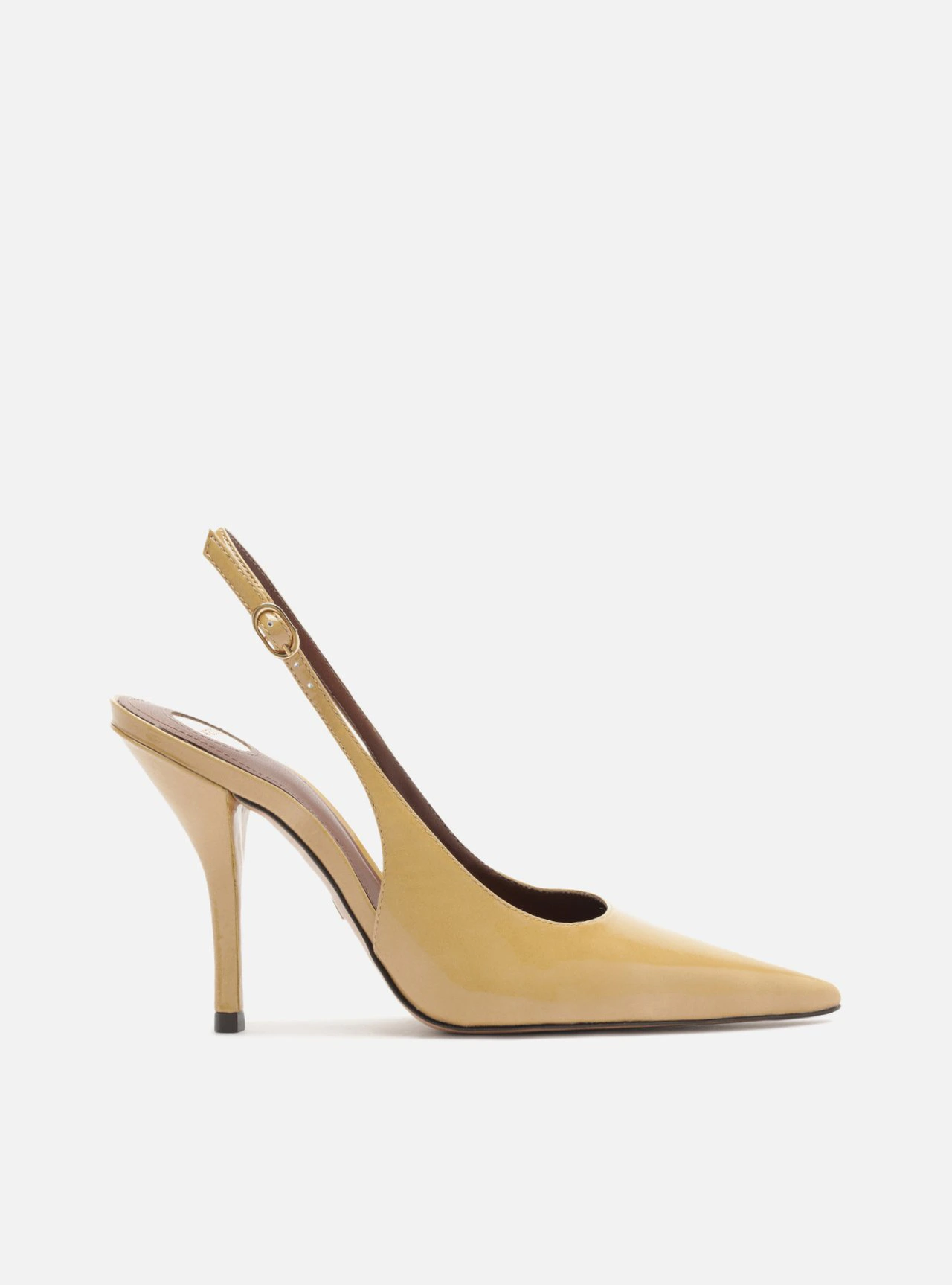 Scarpin Nude Salto Fino Fivela Slingback