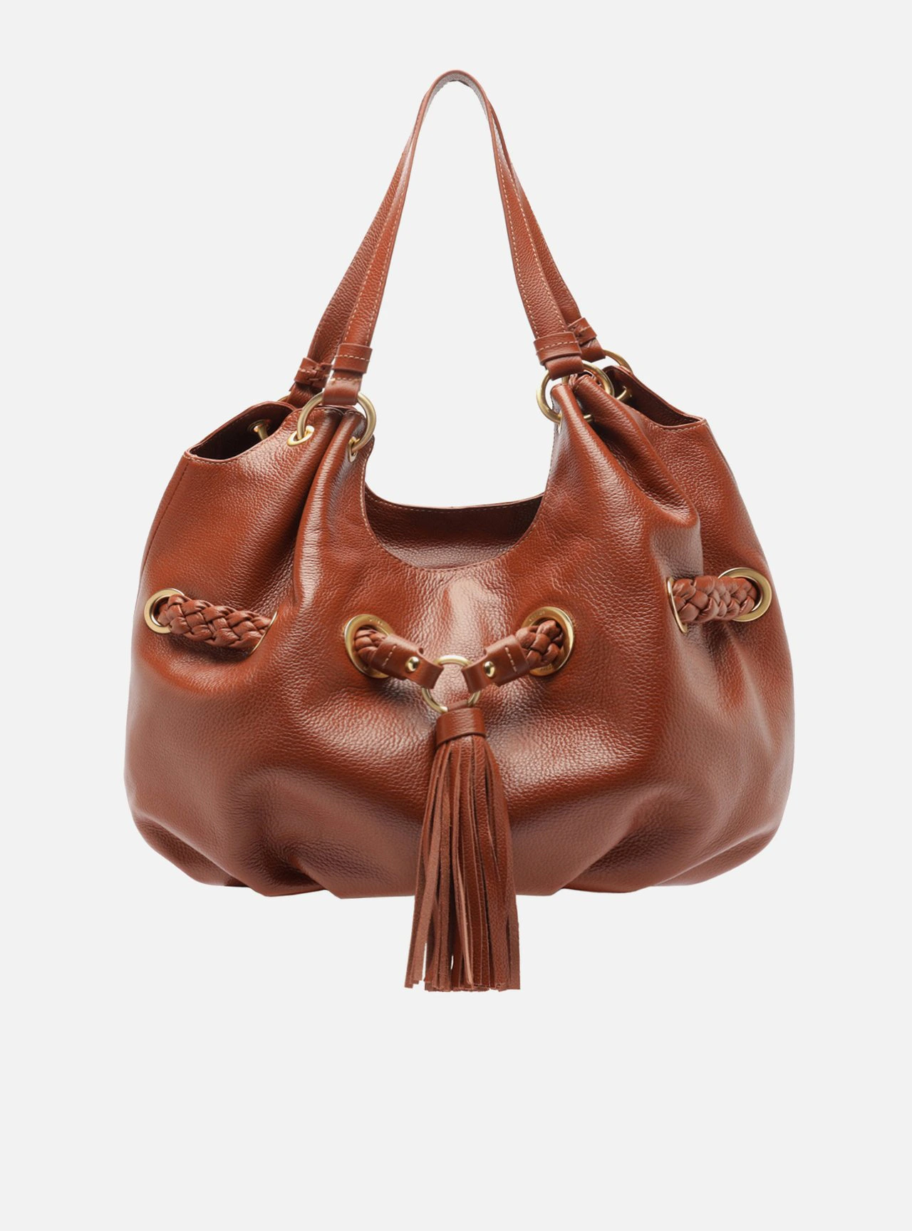 Bolsa Hobo Marrom Couro Grande Barbicacho