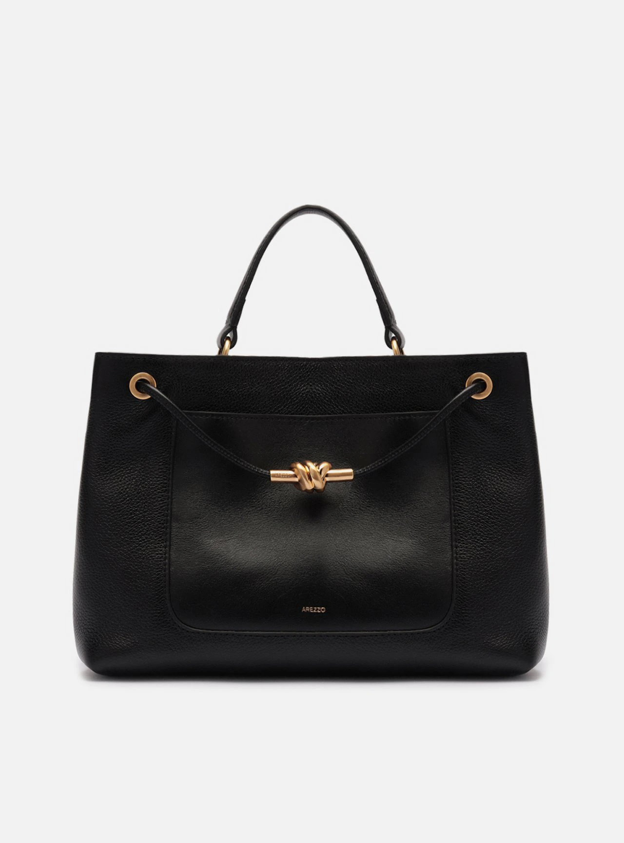 Bolsa Tote Preta Couro Helena Grande Nó