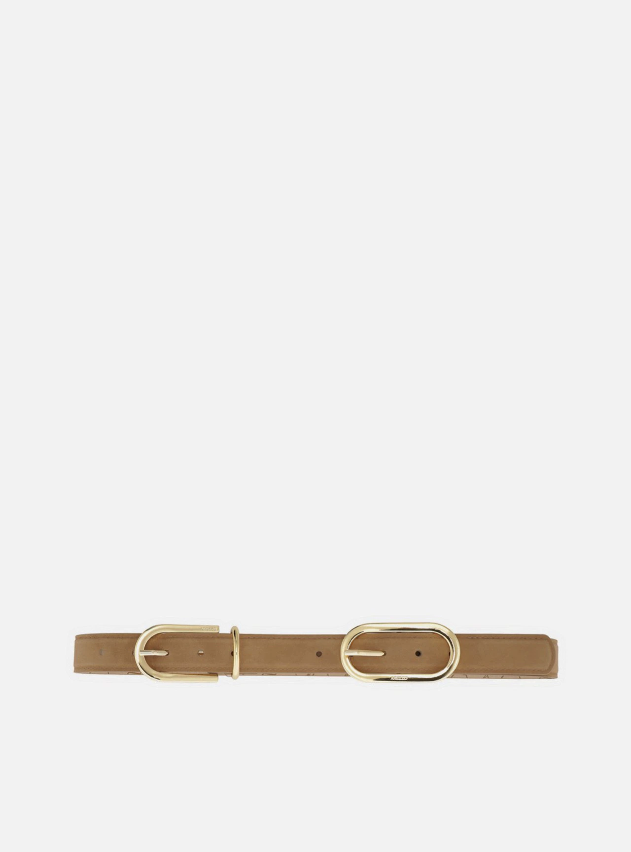 Cinto Bege Nobuck Médio Fivela Oval Dupla
