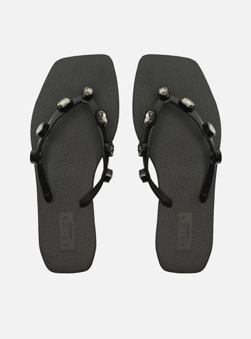 Chinelo de Dedo Preto Square Diamond