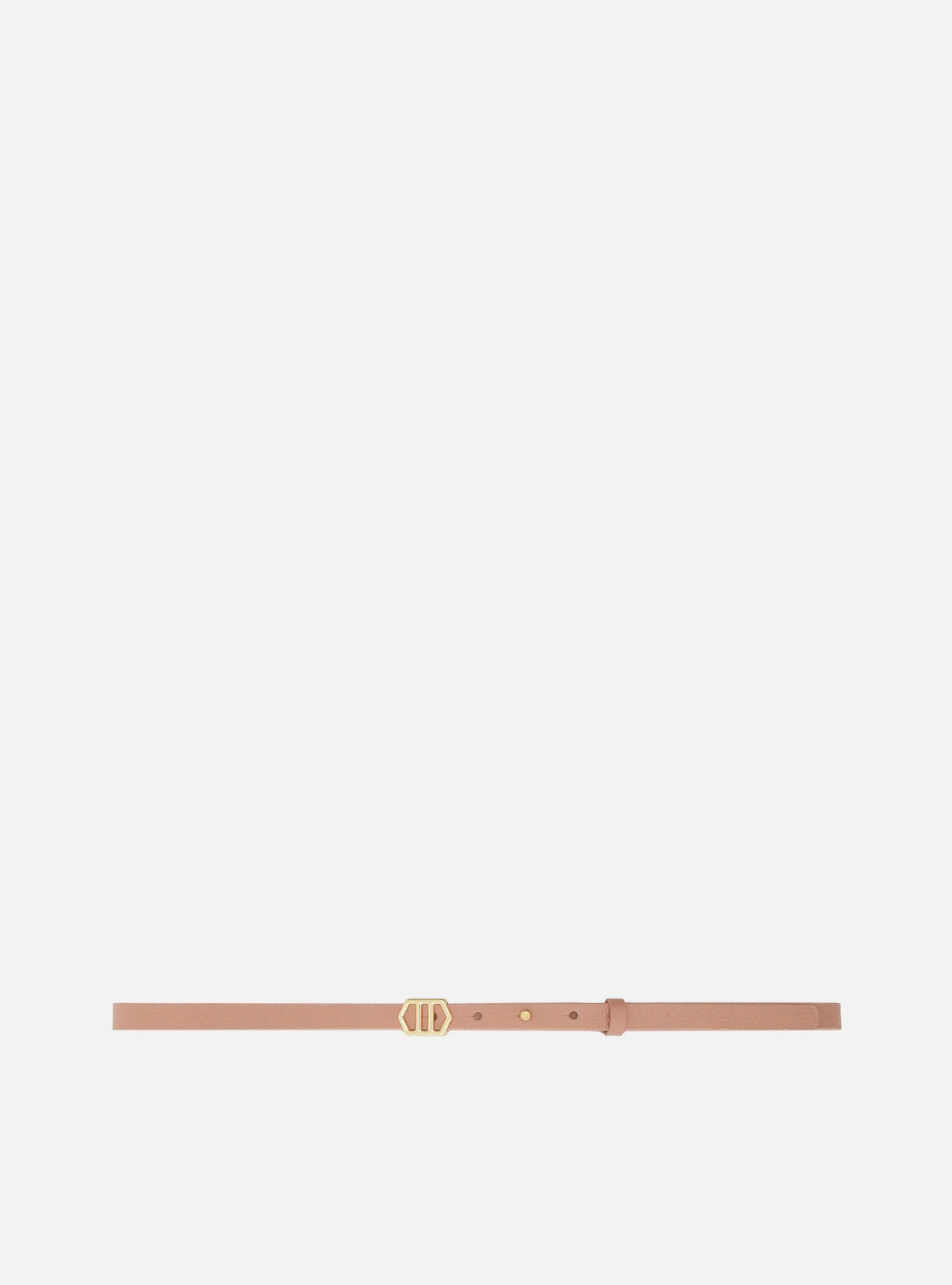 Cinto Rosa Couro Fino Fivela Hexagonal