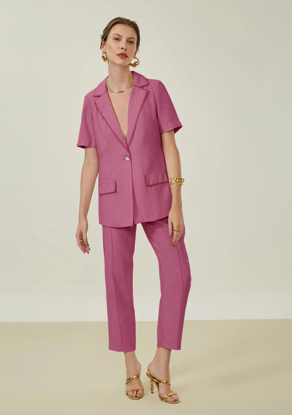 Calça Maria.Valentina Skinny Alta Rosa