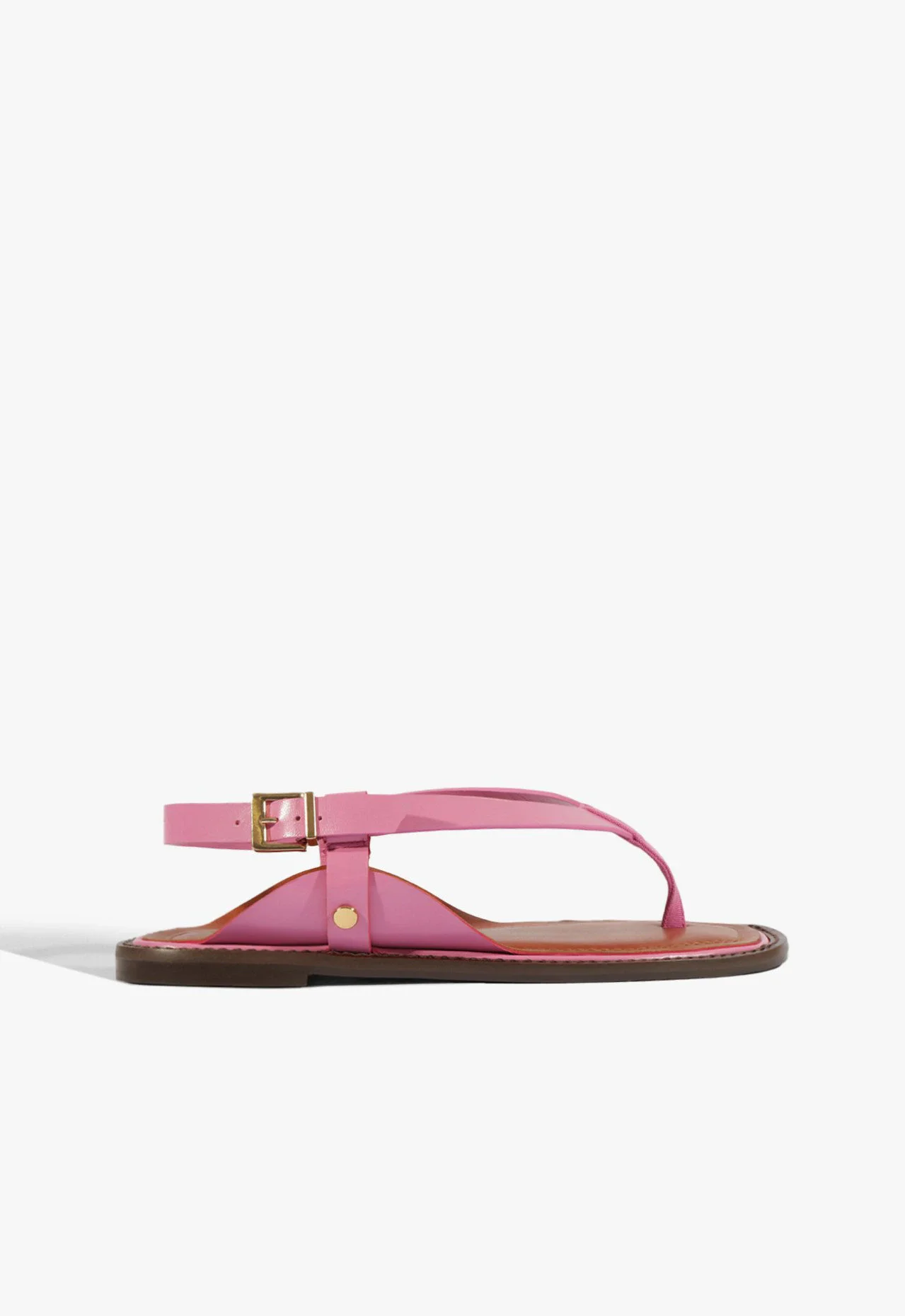 Sandália Rasteira Lorraine Couro Rosa