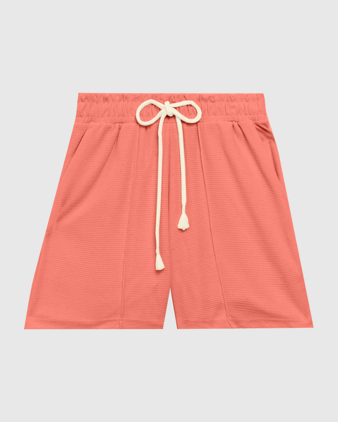 Shorts Feminino Cadarço Frontal Em Malha Texturizada