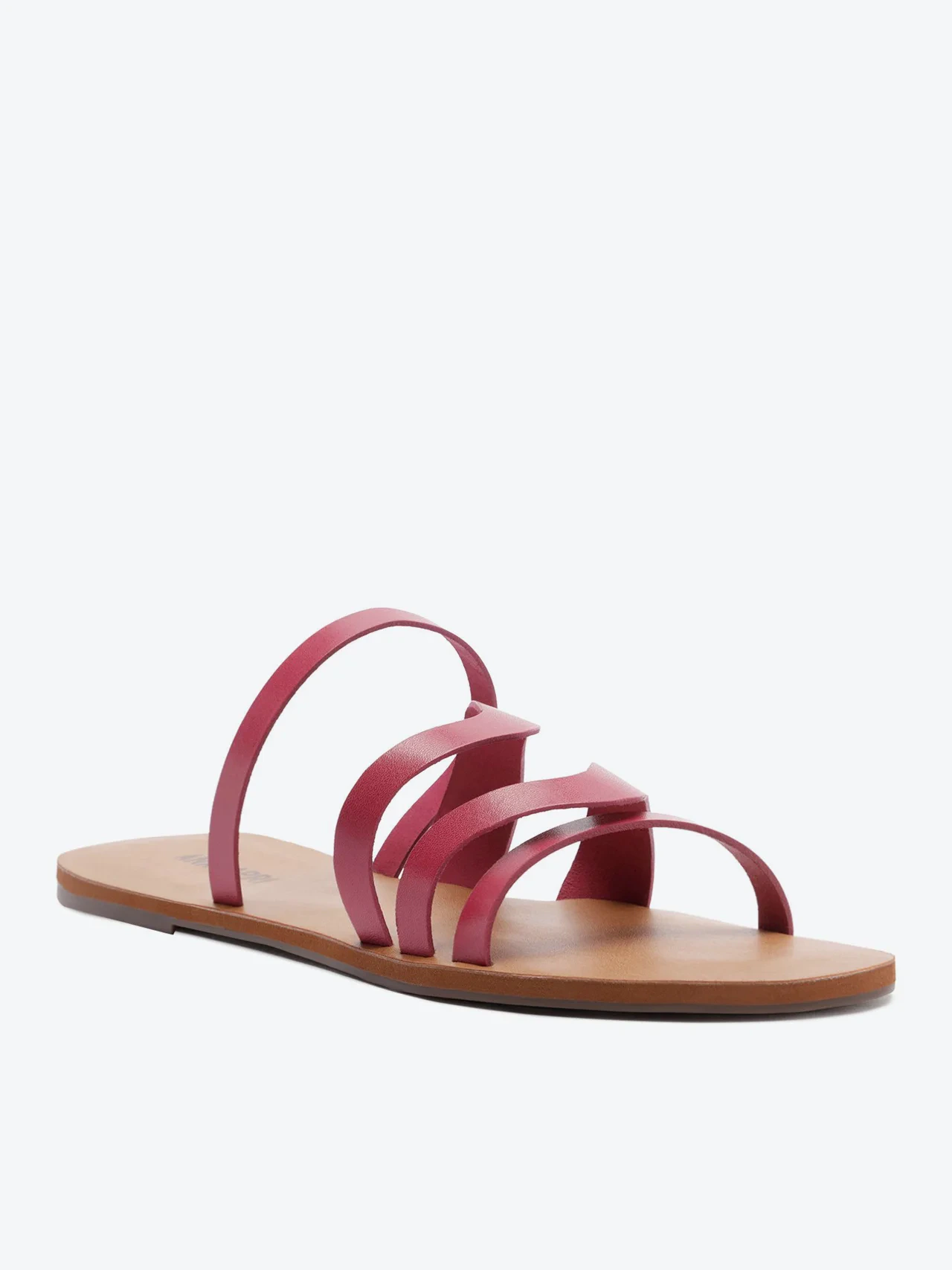 Rasteira Multitiras Finas Couro Rosa
