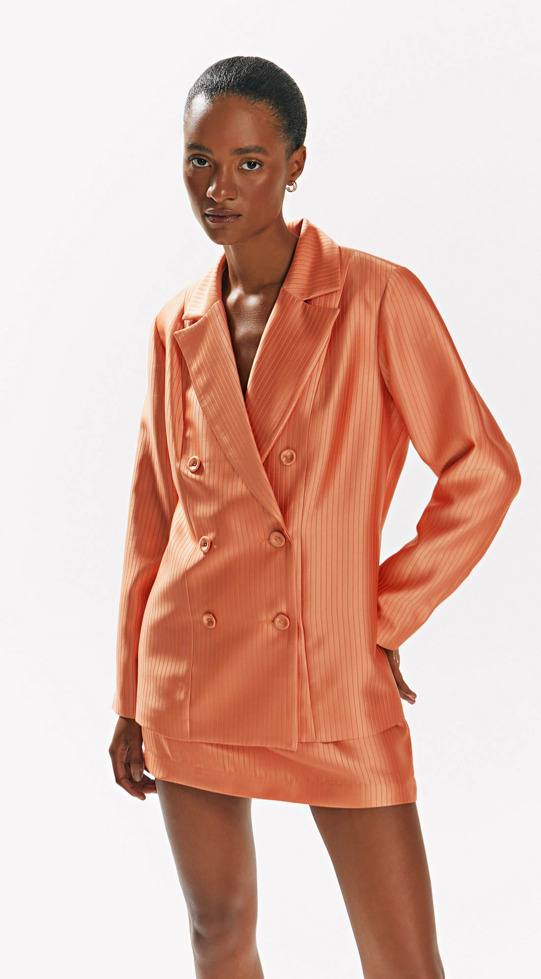 Blazer Iódice Detalhe Botão Laranja