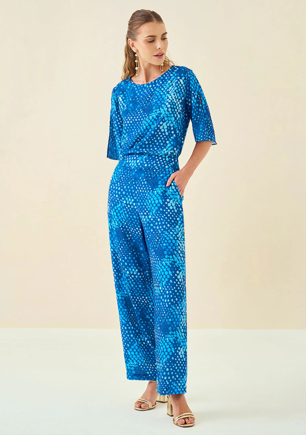 Calça Maria.Valentina Reta Cós Intermediário Bolso Faca Azul