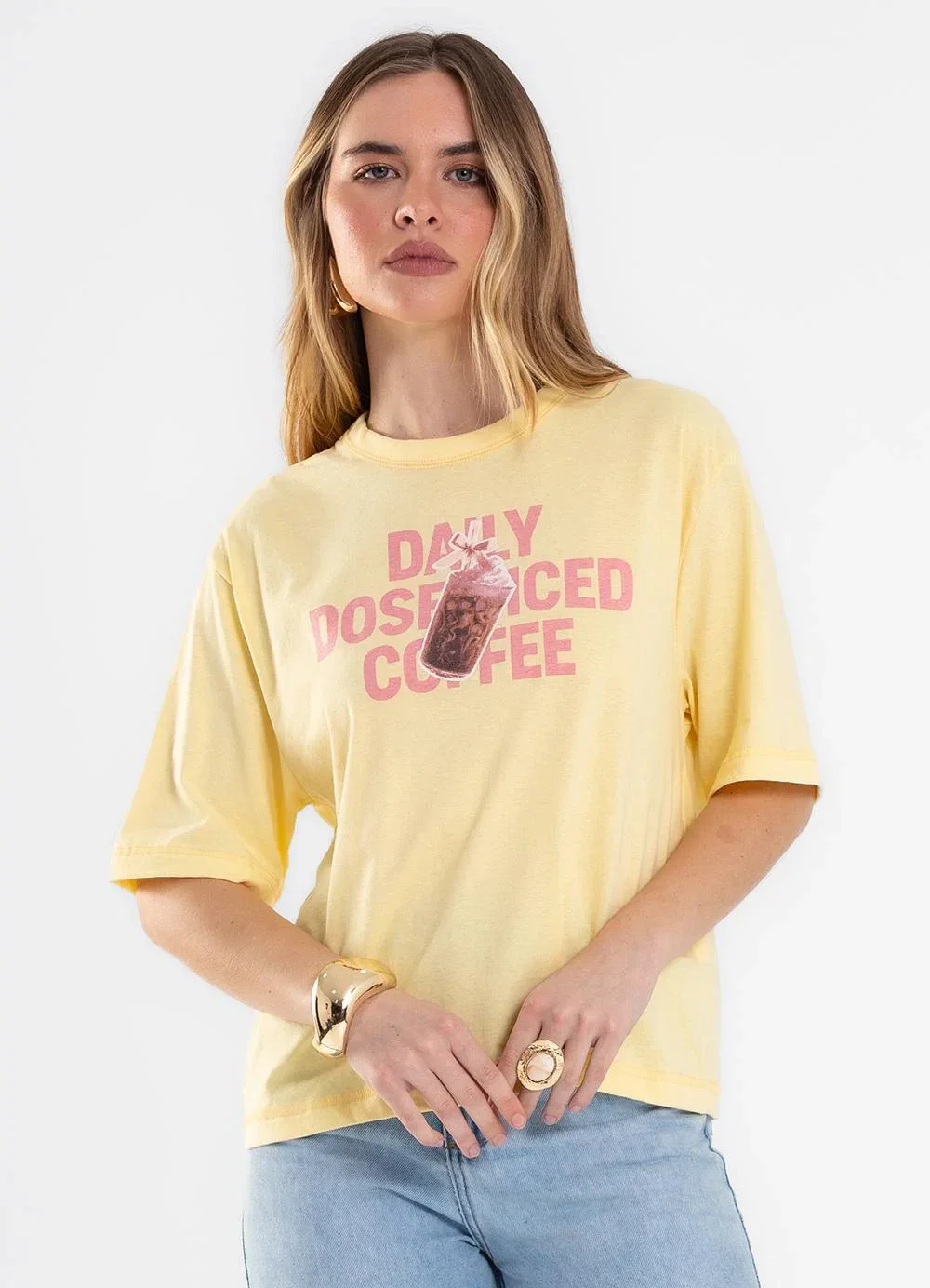 Rovitex - T Shirt Box Feminina Meia Malha Amarelo