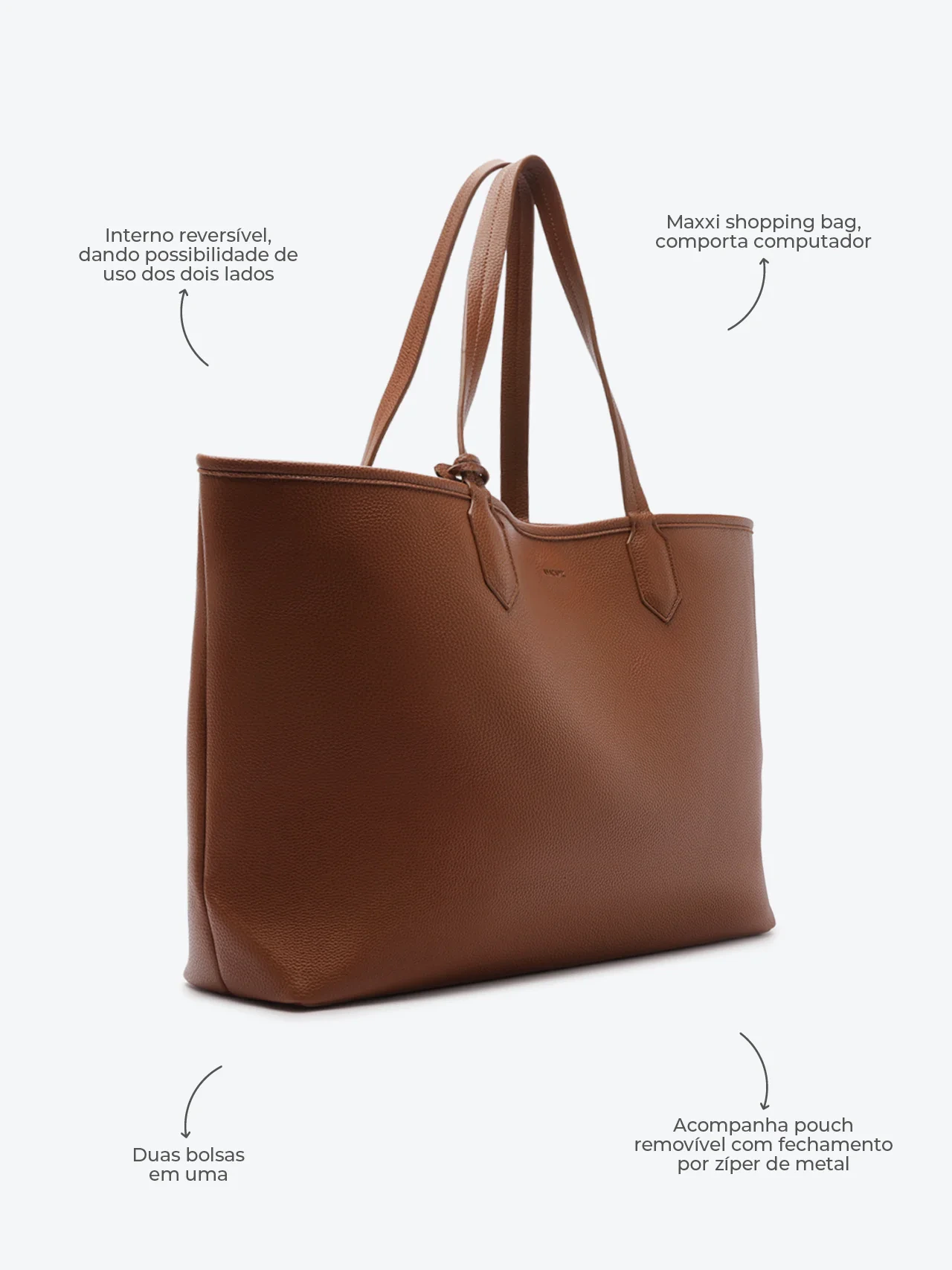 Bolsa Shopping Grande Reversível Marrom