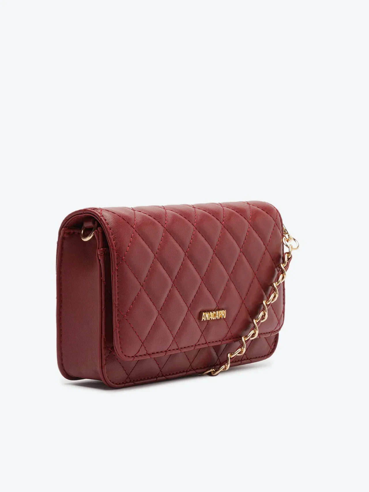 Bolsa Tiracolo Pequena Matelassê Corrente Vermelha