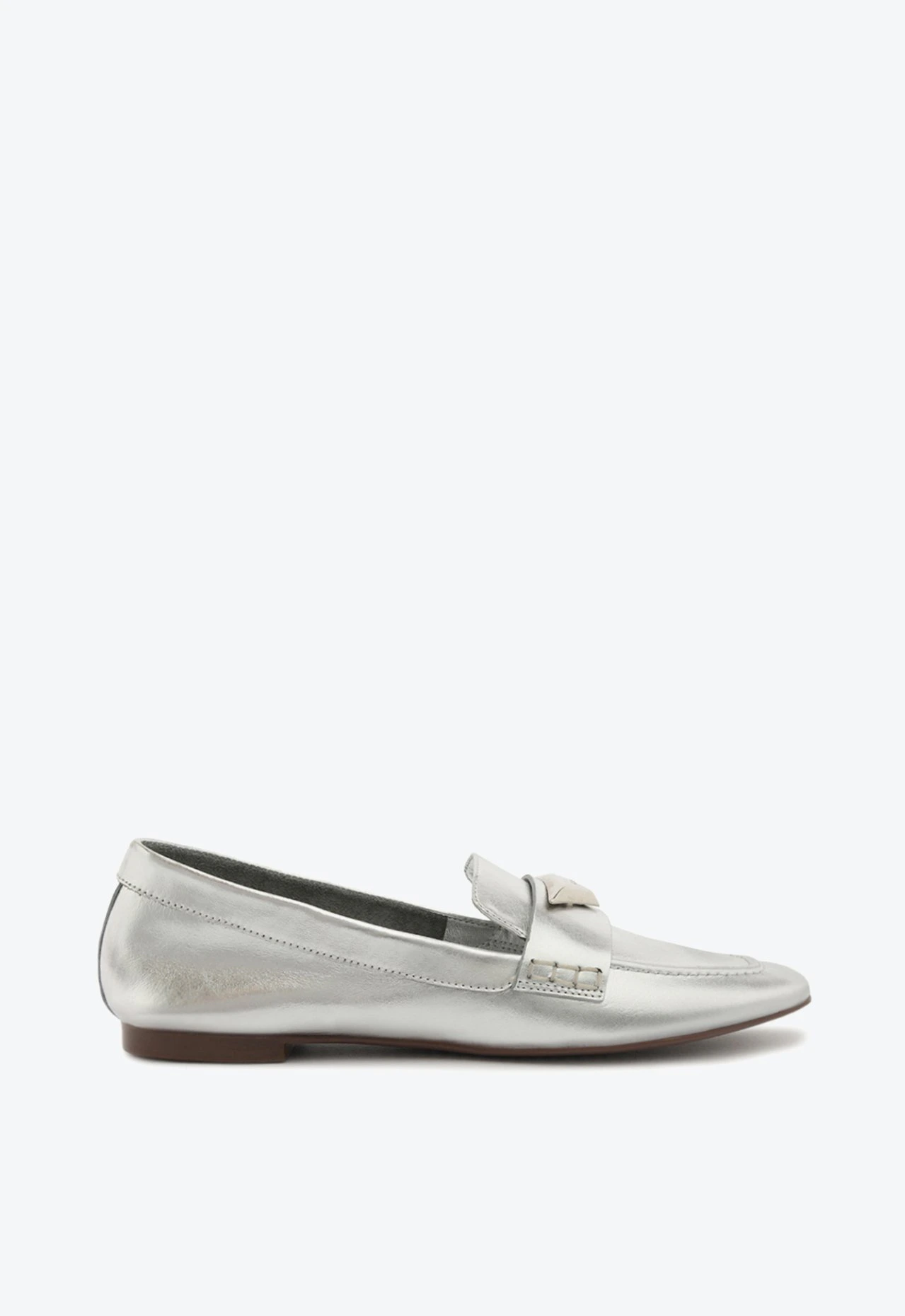 Mocassim Couro Prata