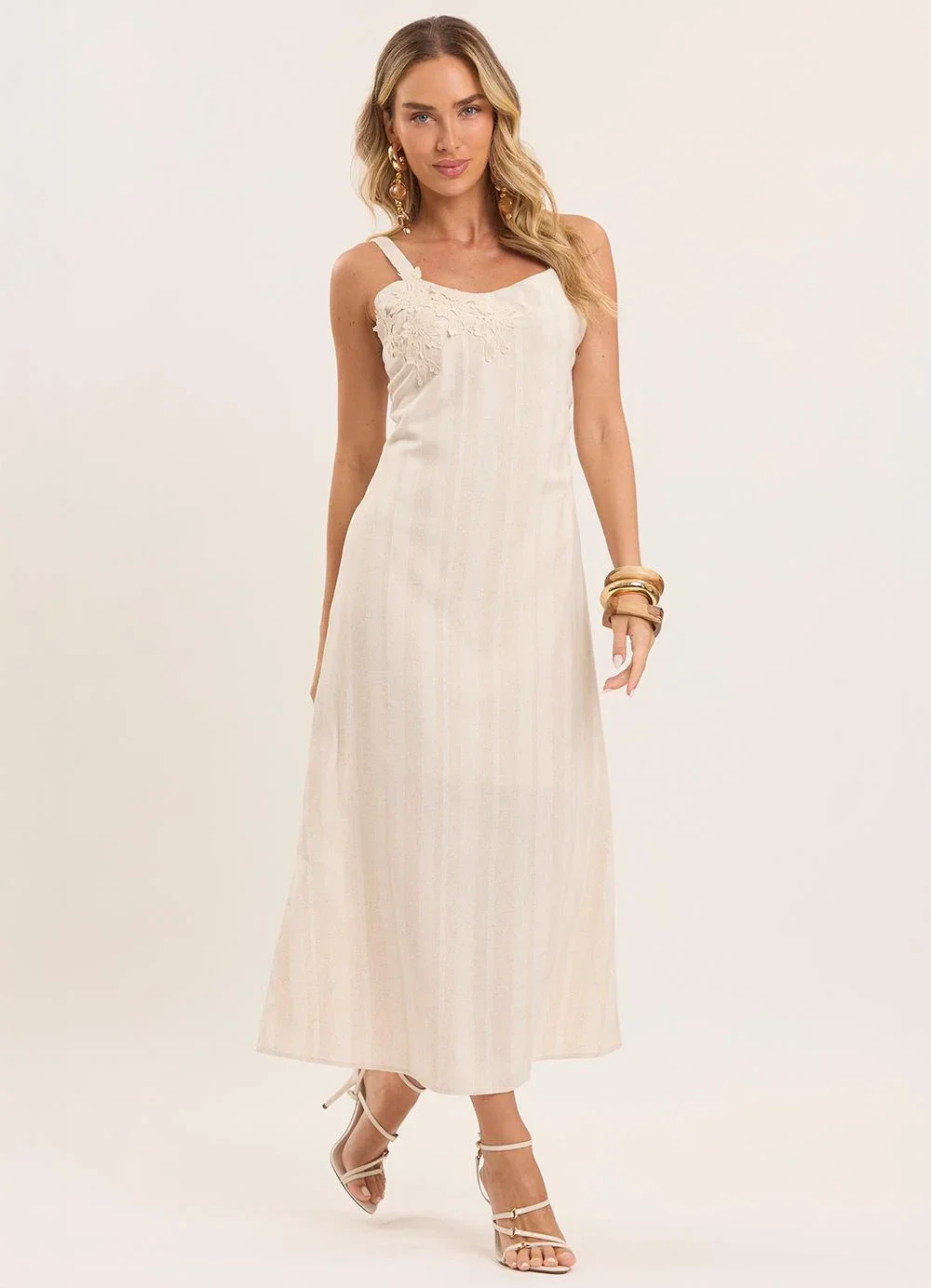 Doce Trama - Vestido Listrado Celebration Branco