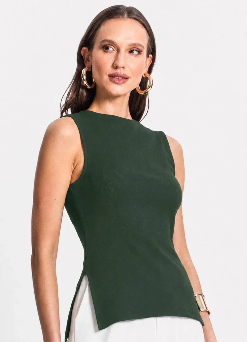 Infinita Cor - Regata Feminina em Viscose Creponada Verde