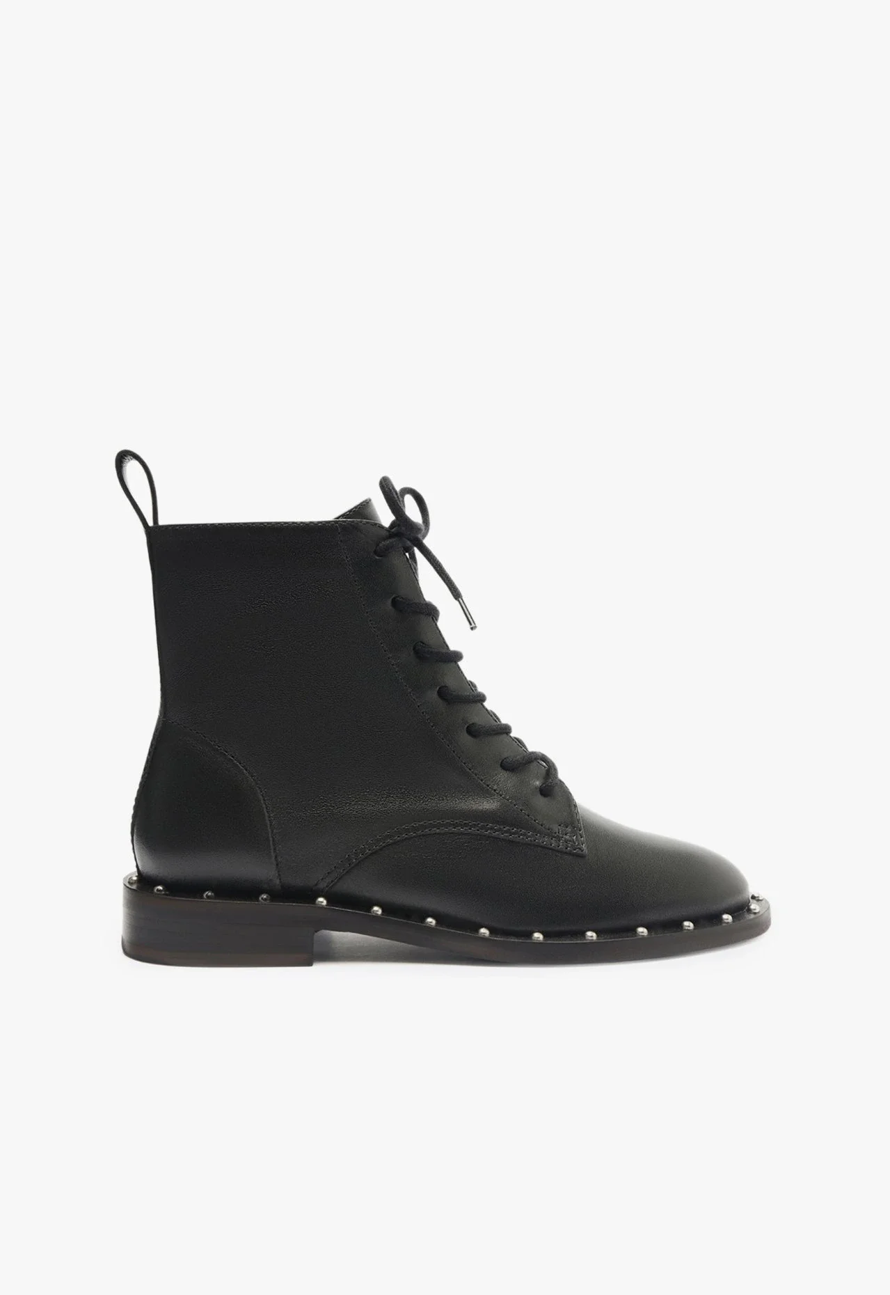 Bota Coturno Tachas Couro Preta
