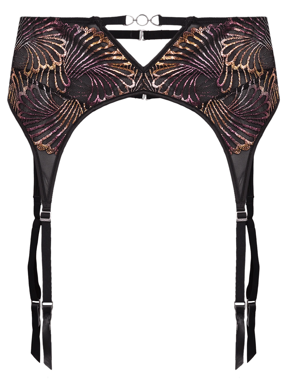 Cinta Liga Renda Frida Preto/Bronze
