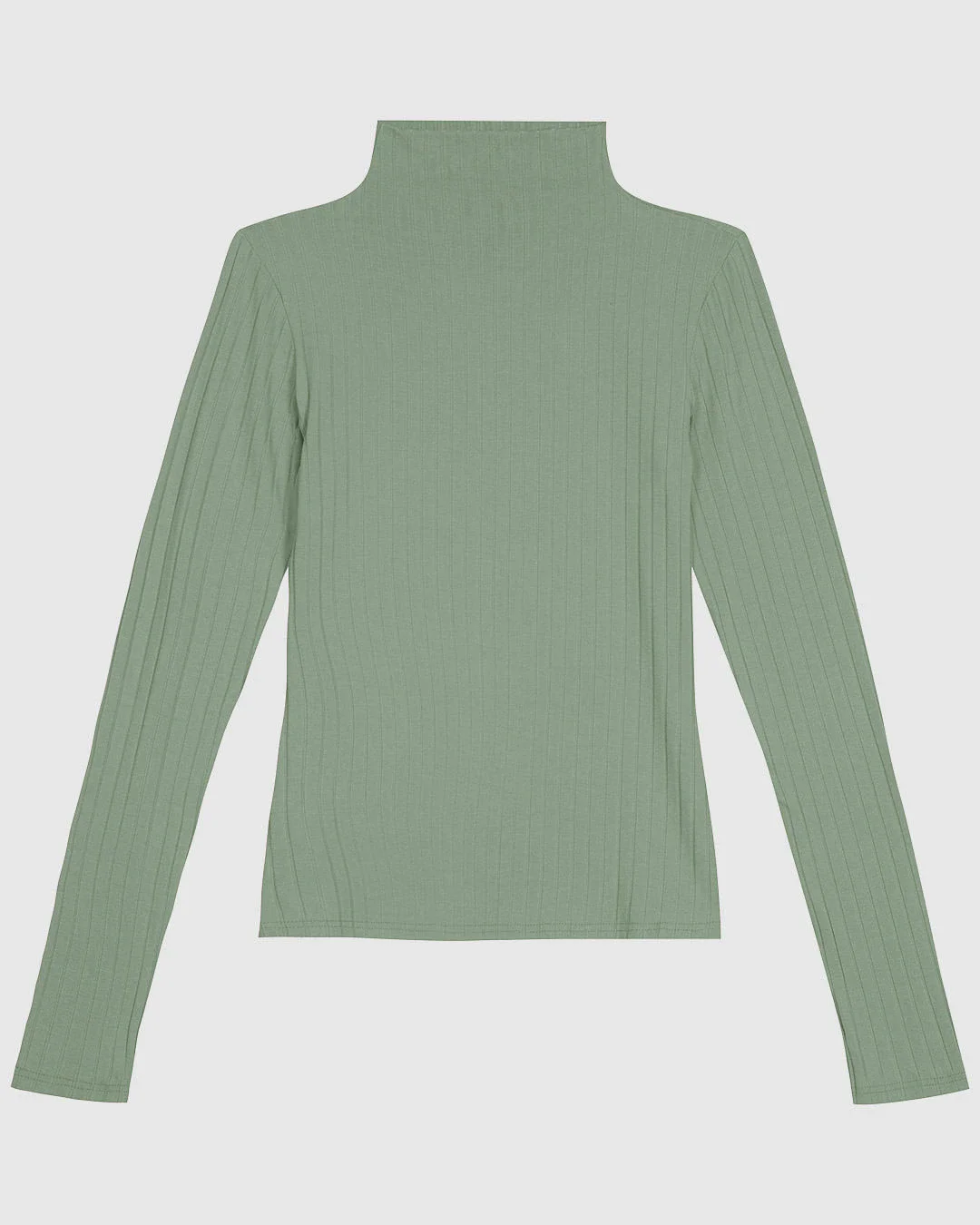 Blusa Básica Feminina Gola Alta Em Malha Canelada De Viscose