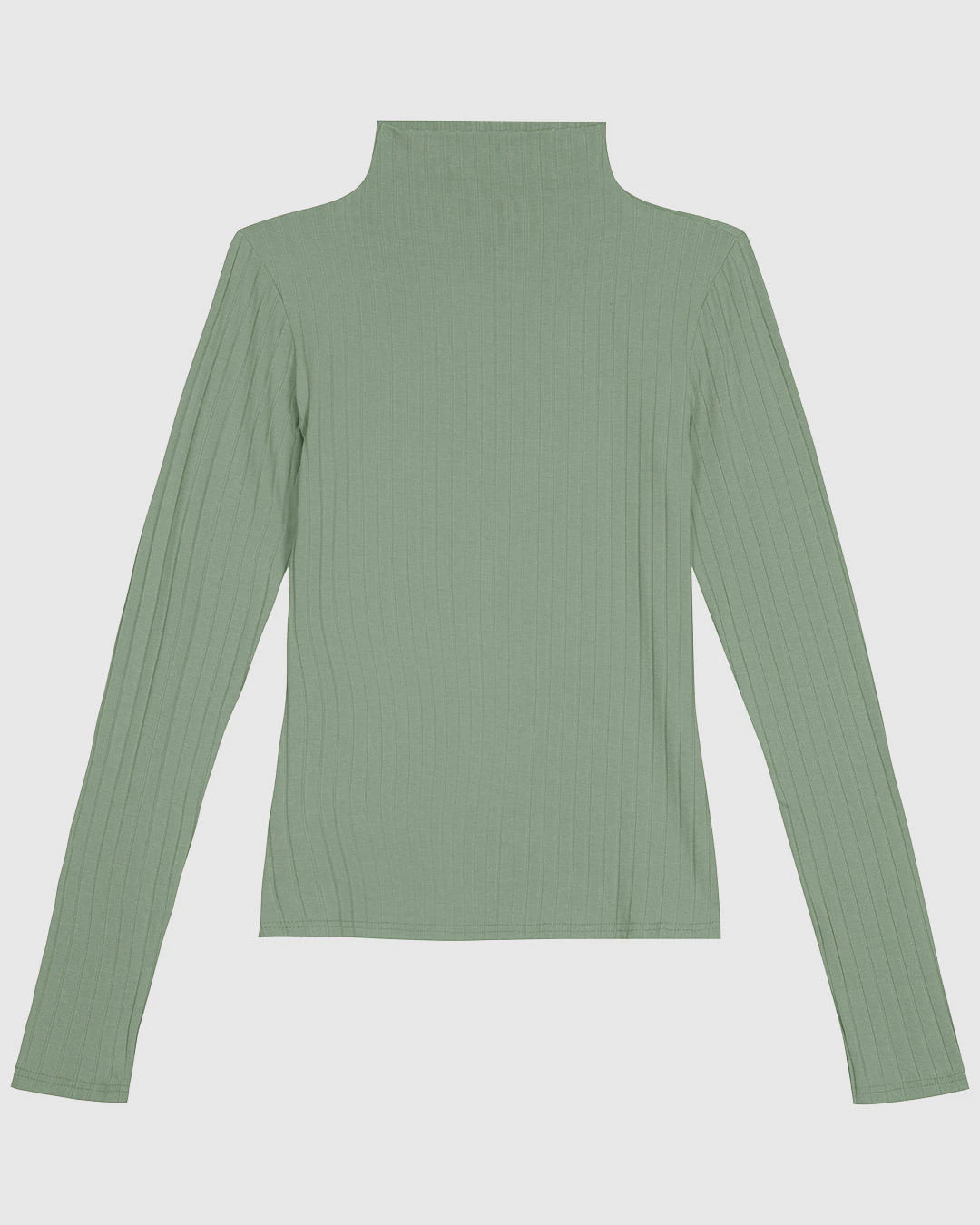 Blusa Básica Feminina Gola Alta Em Malha Canelada De Viscose