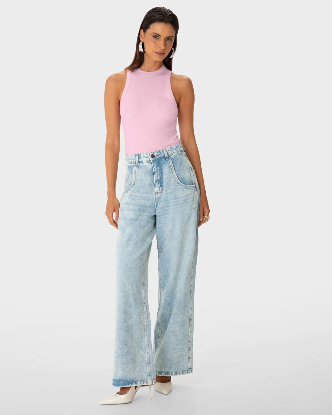 Regata Feminina Decote Halter Neck Em Ribana - ENFIM