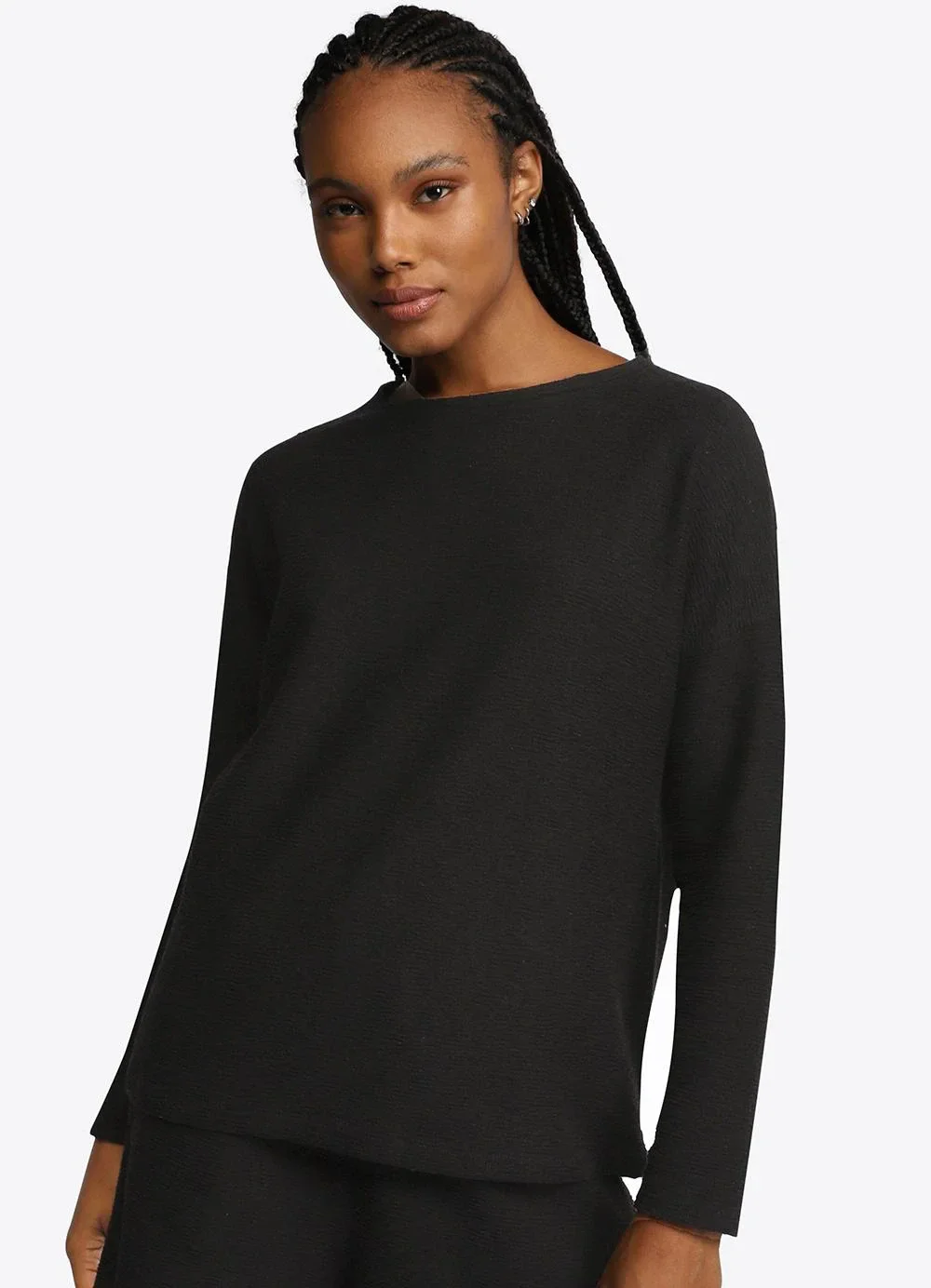 Basicamente - Blusão Algodão Desfibrado Linho Feminino Preto