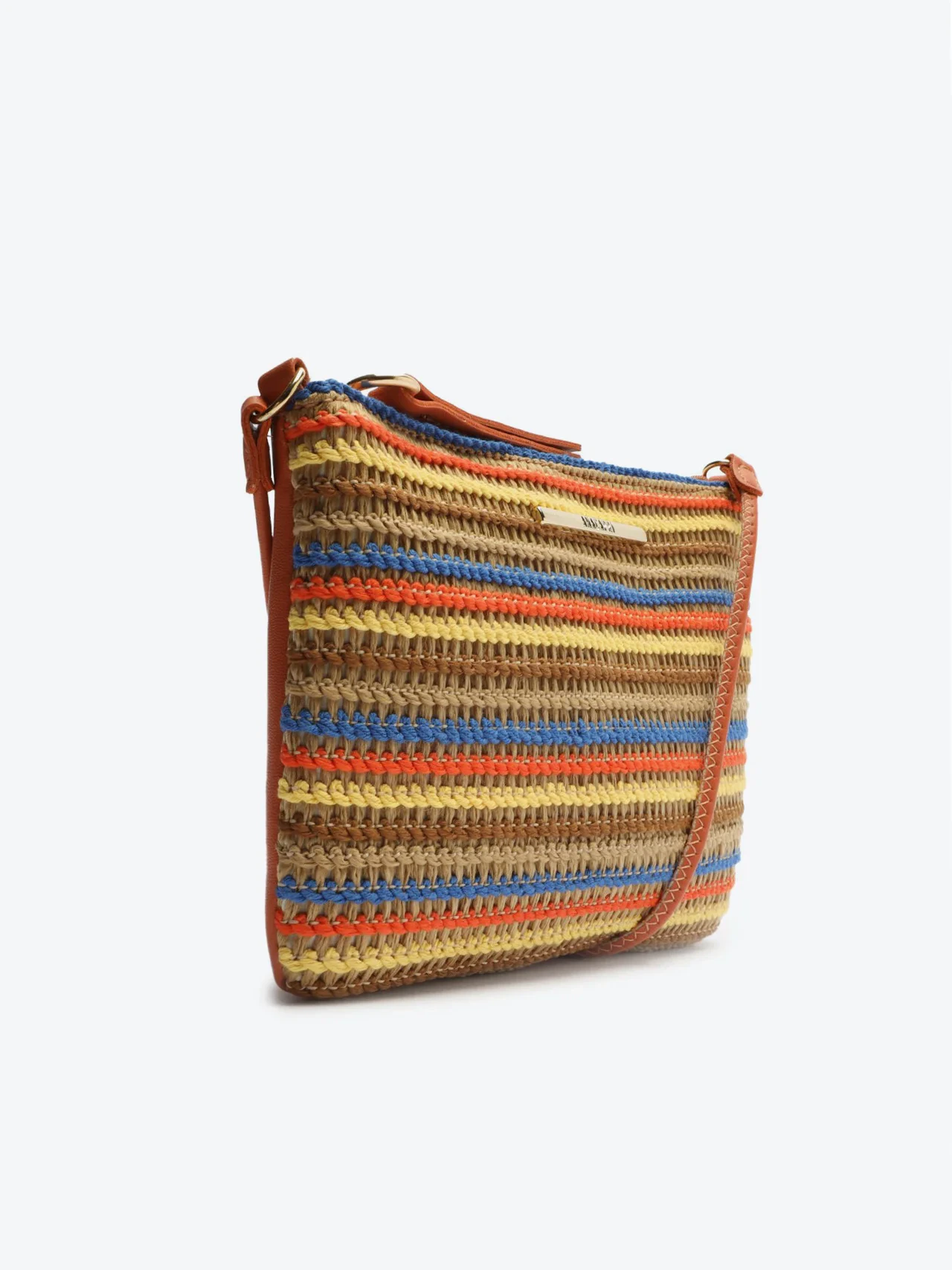 Bolsa Tiracolo Pequena Palha Multicolor