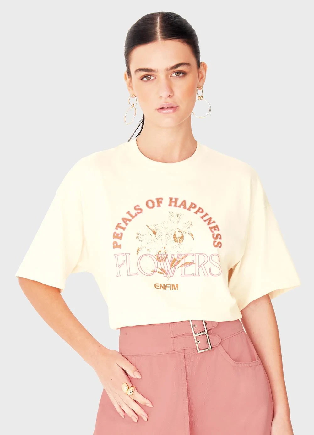 Enfim - Camiseta Petals Of Happiness Flowers Off White