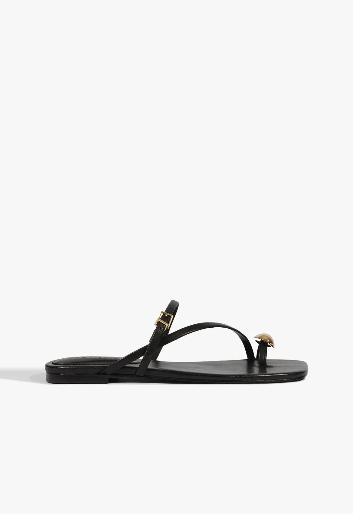 Rasteira Elysa Flat Couro Preto