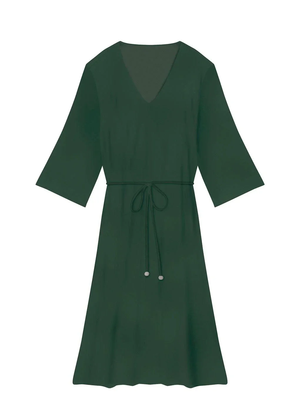 Malwee - Vestido Mídi Amplo em Viscolinho Verde Esmeralda