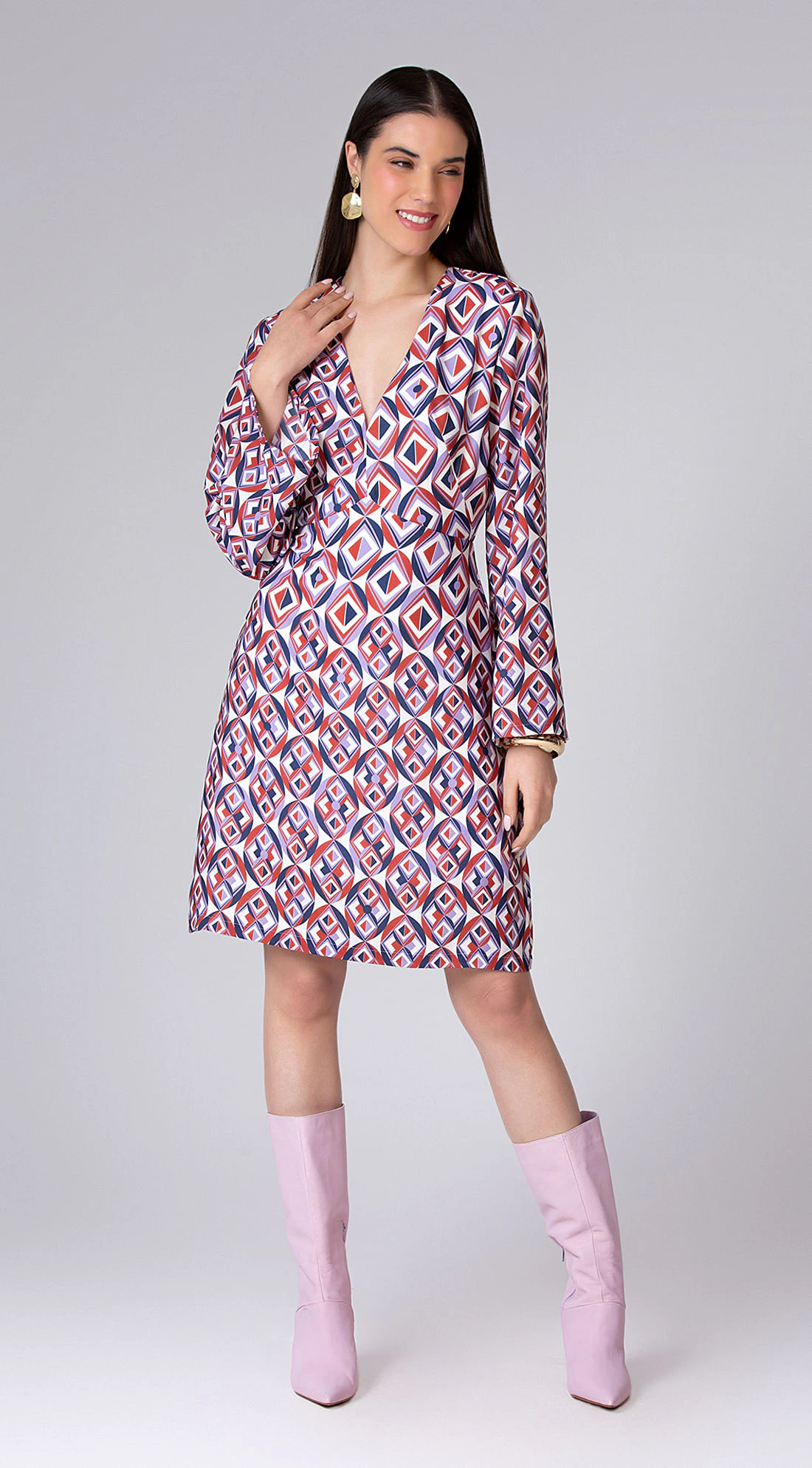Vestido Maria.Valentina Curto Decote V Com Recorte Off White