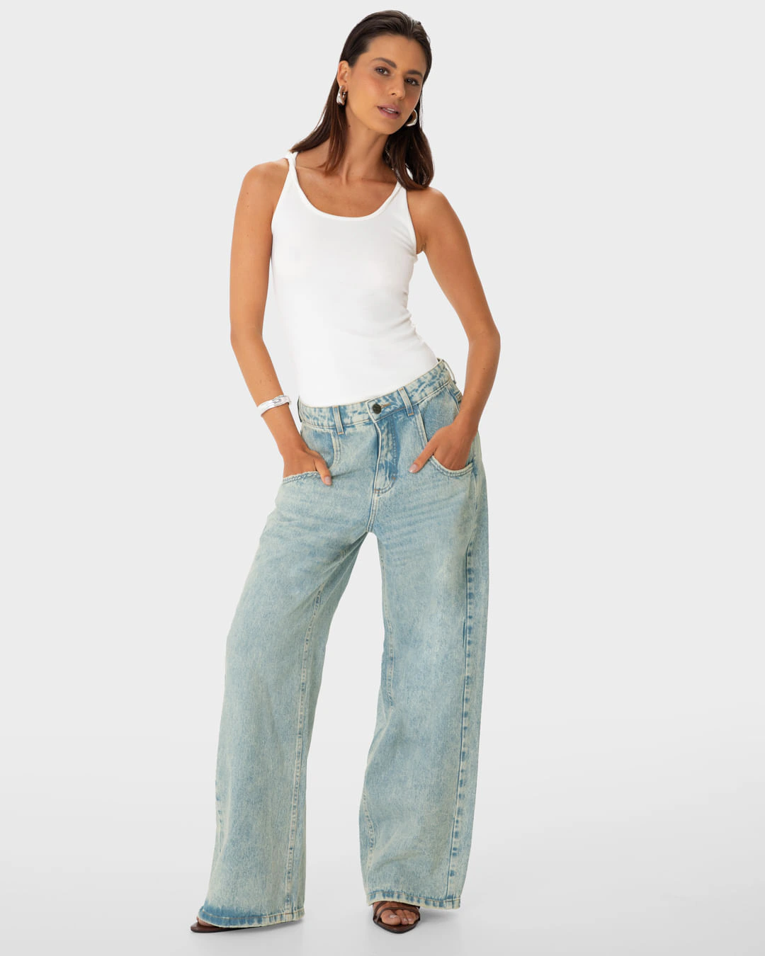 Calça Feminina Relaxed Cintura Baixa Em Jeans 100% Algodão - ENFIM